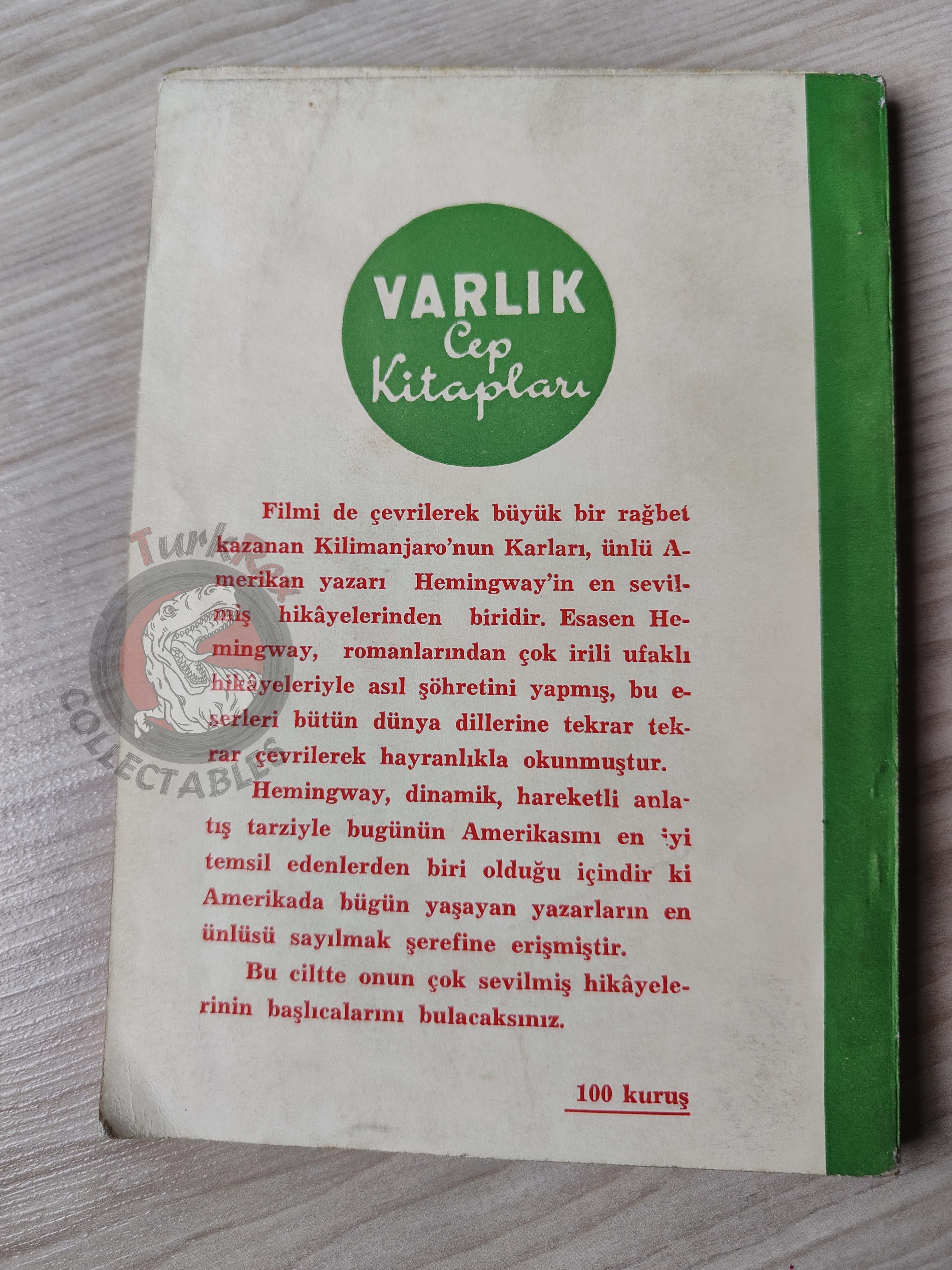 Ernest Hemingway – The Snows of Kilimanjaro 1953 1st Turkish Book Turkey
