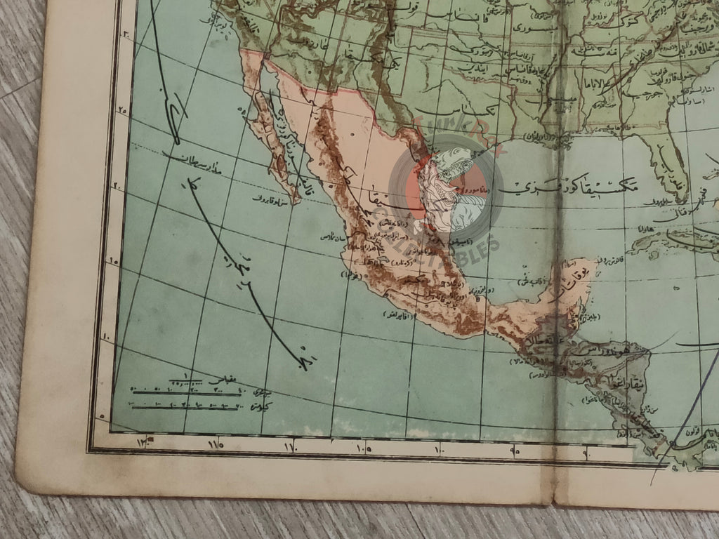 North America 1905 Ottoman Atlas Map Ottoman Empire USA Canada Mexico