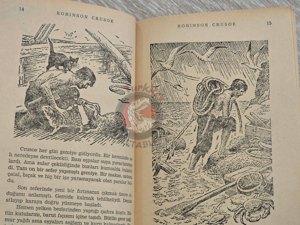Daniel Defoe – Robinson Crusoe 1982 Turkish Book Turkey Illustrated