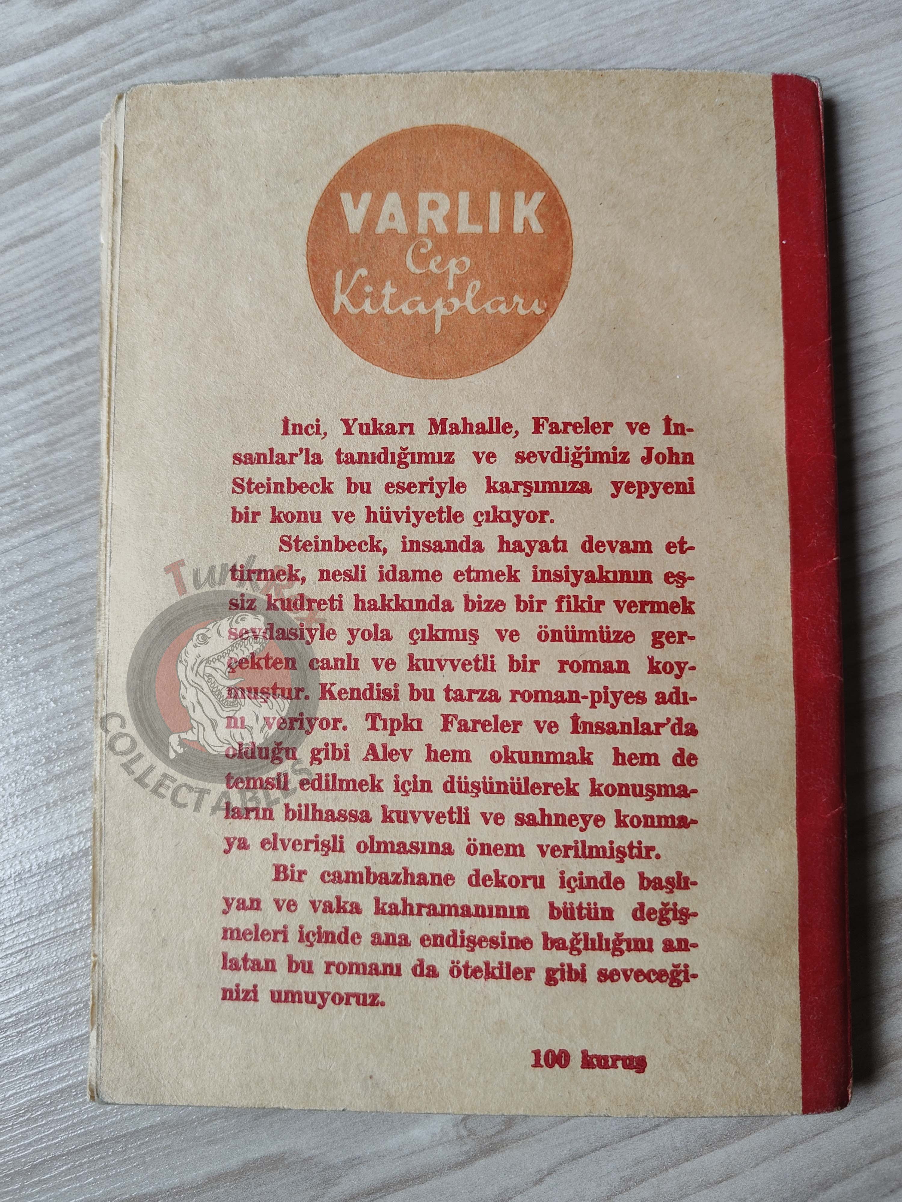 John Steinbeck – Burning Bright 1951 1st Turkish Book Turkey