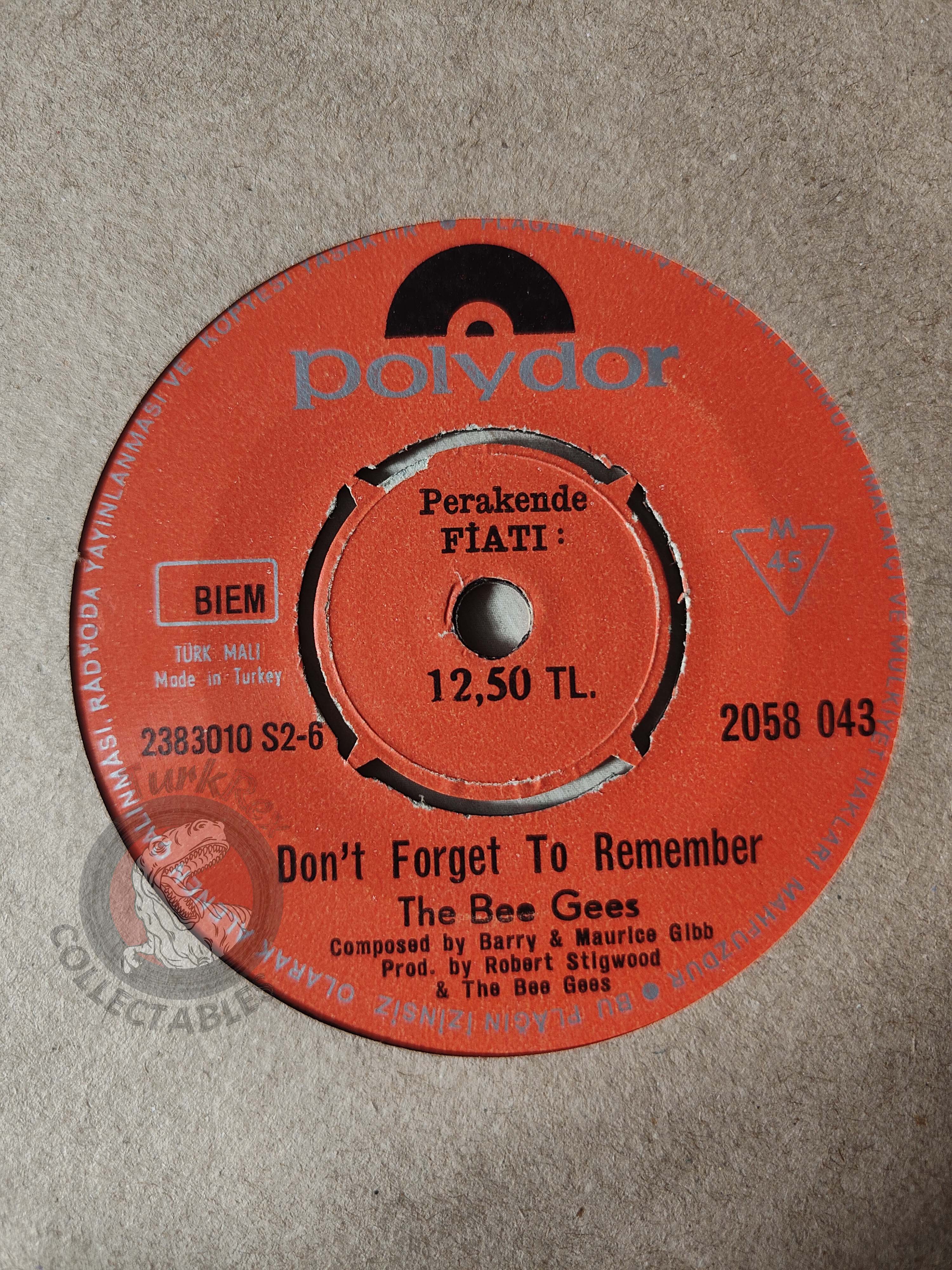 The Bee Gees – Don't Forget to Remember 7" Turkish Pressing Vinyl Turkey Edition