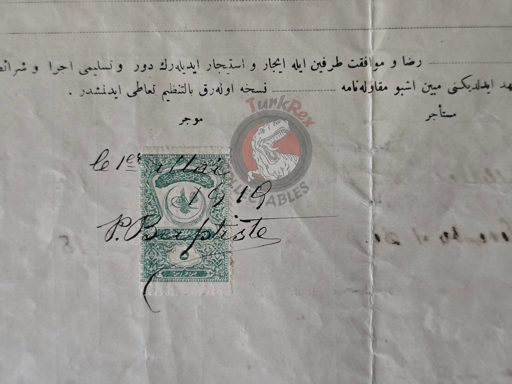 Ottoman Rental Contract of Home İstanbul 1919 French Citizens Priest Monastery