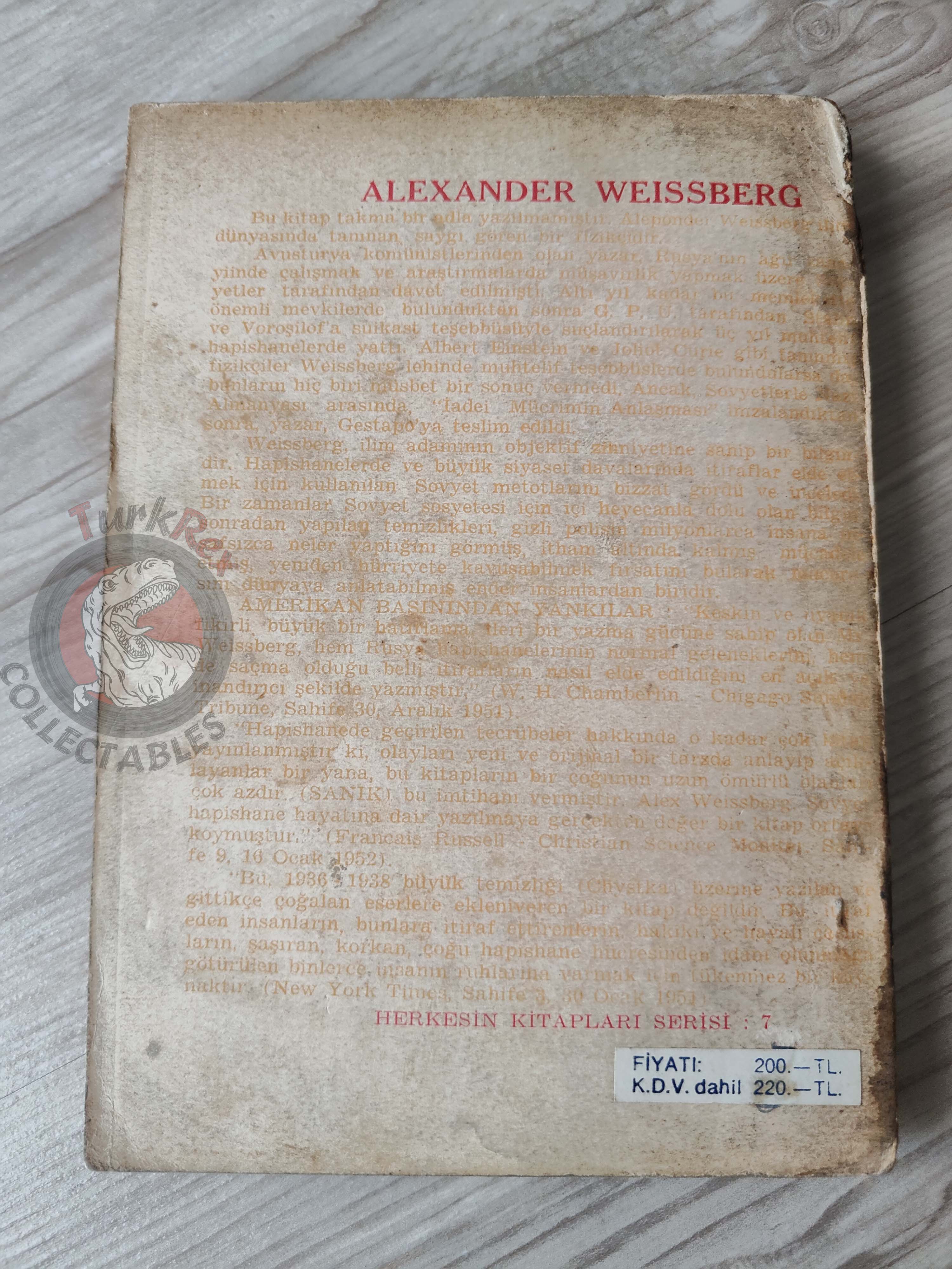 Alexander Weissberg – The Accused 1956 1st Turkish Book Turkey