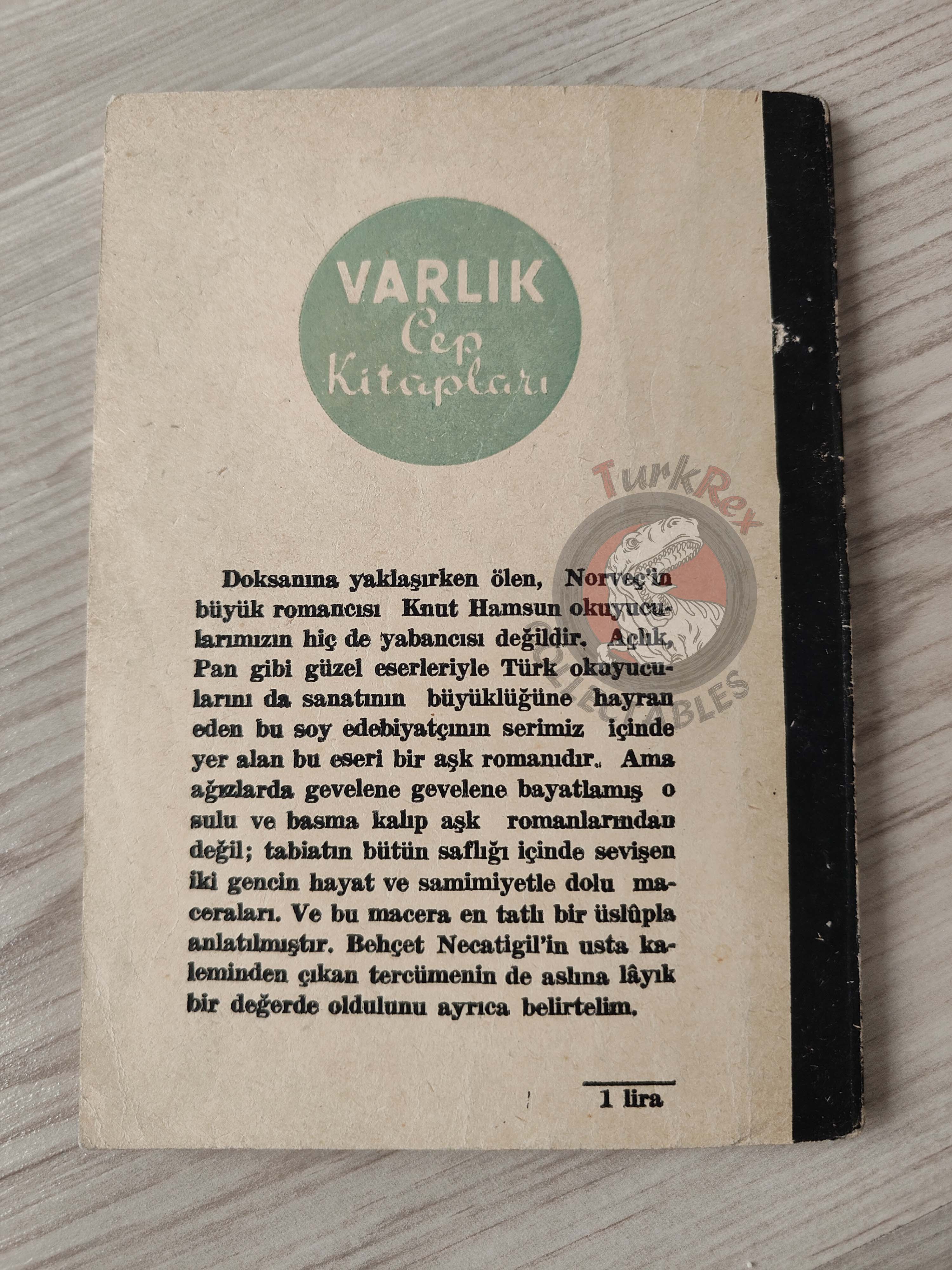 Knut Hamsun – Victoria 1957 Turkish Book Turkey