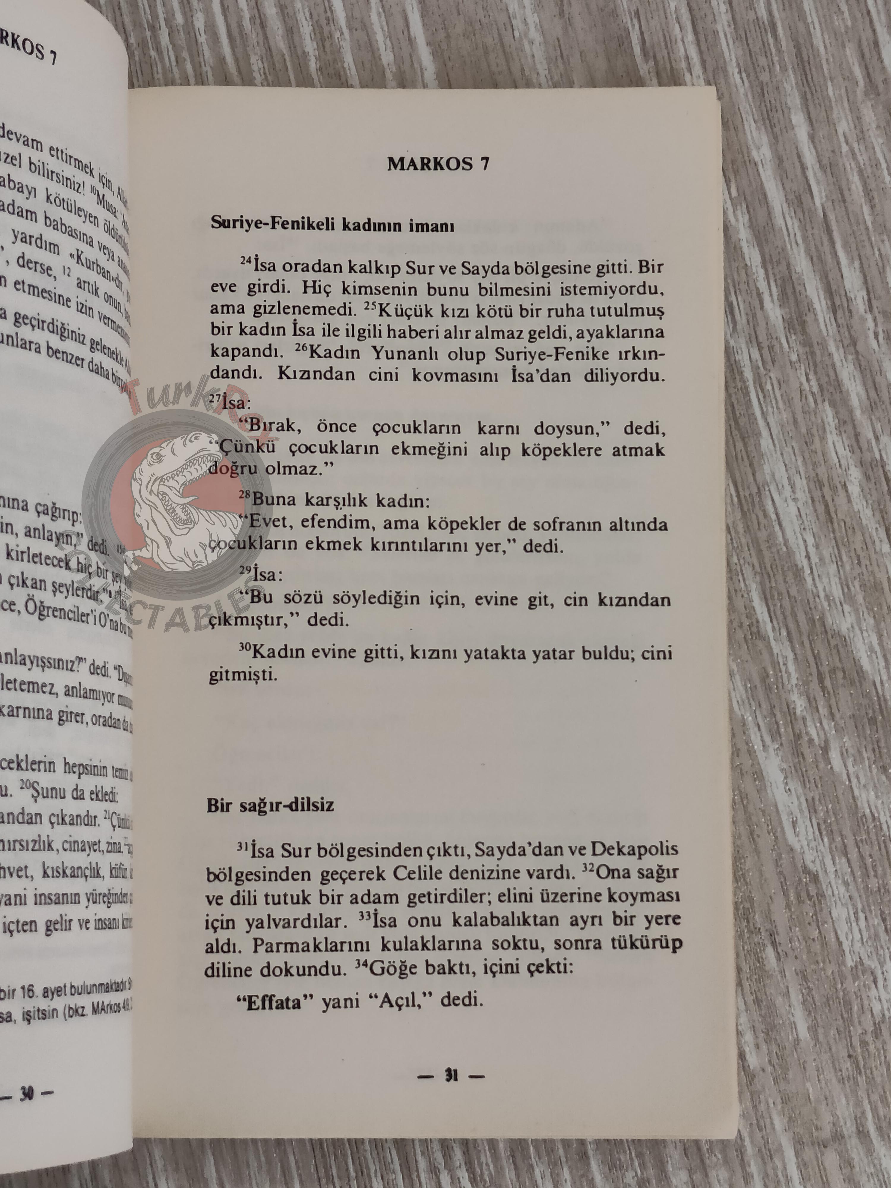 The Gospel of Mark Bible 1985 Turkish Book New Testament