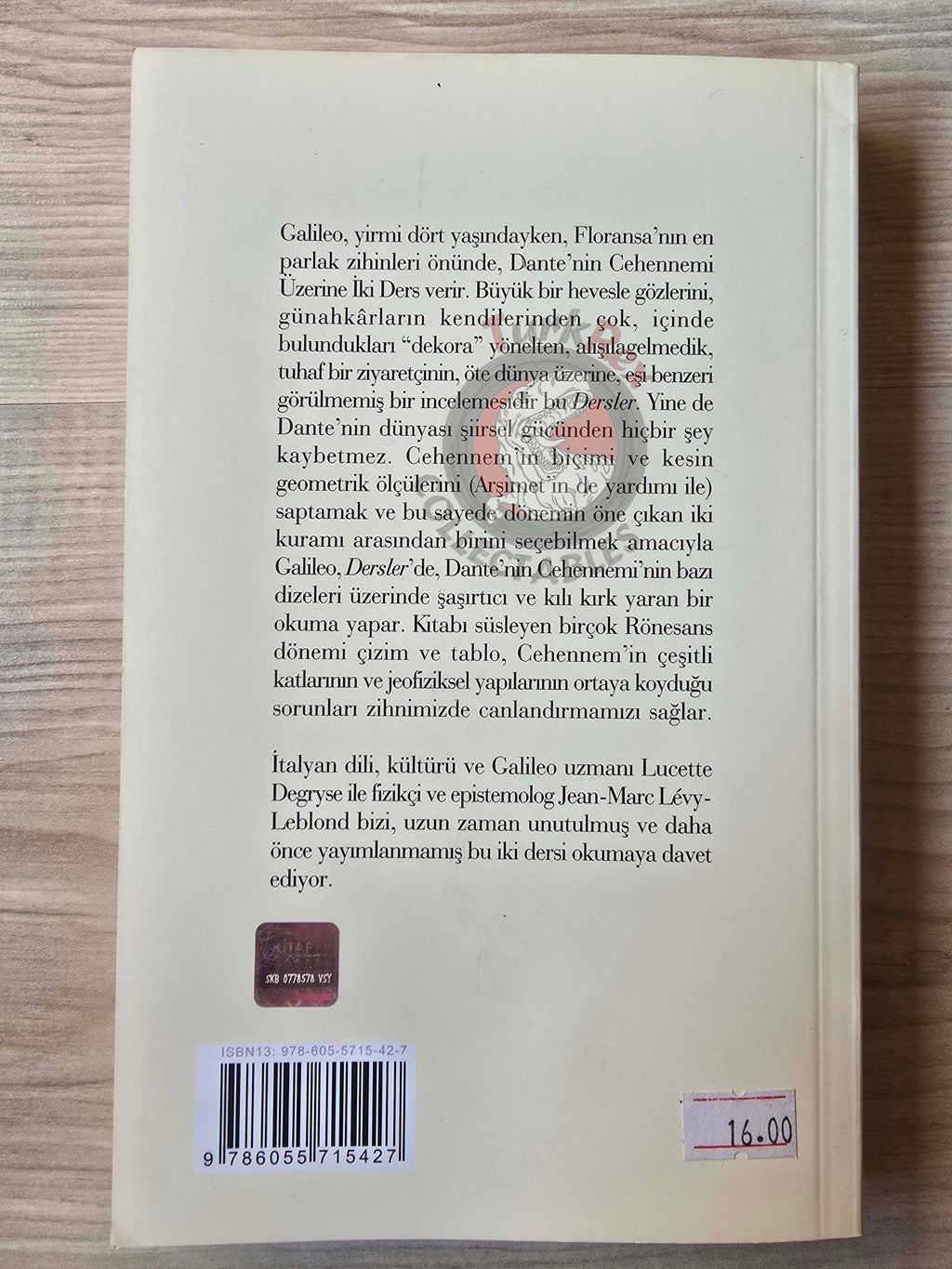 Galileo Galilei – Leçons sur l'Enfer de Dante 2009 Turkish Book Turkey