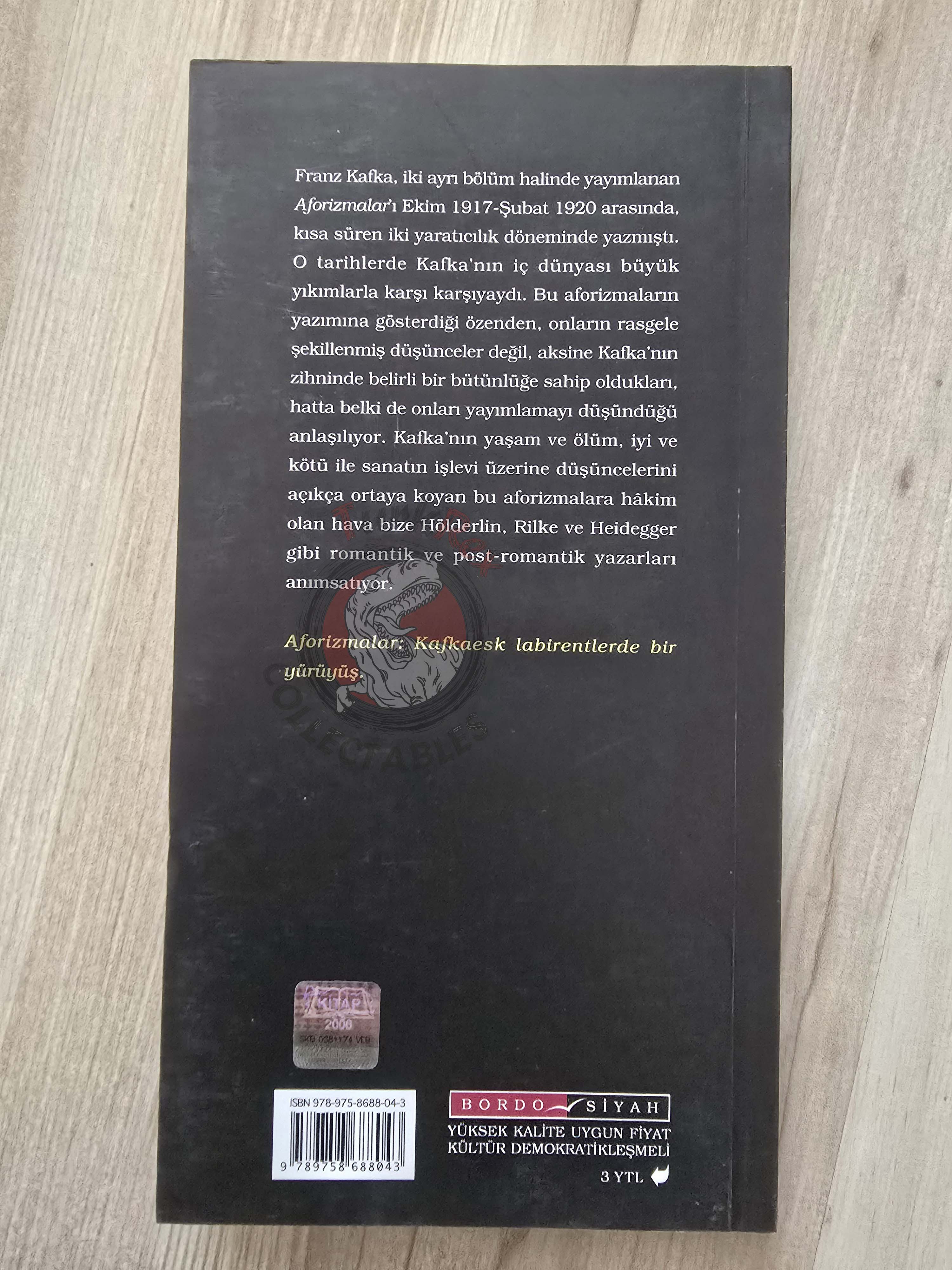 Franz Kafka – The Aphorisms of Franz Kafka Turkish Book Turkey