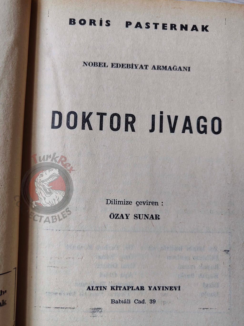 Boris Pasternak – Doctor Zhivago 1965 HC/DJ Turkish Book Turkey