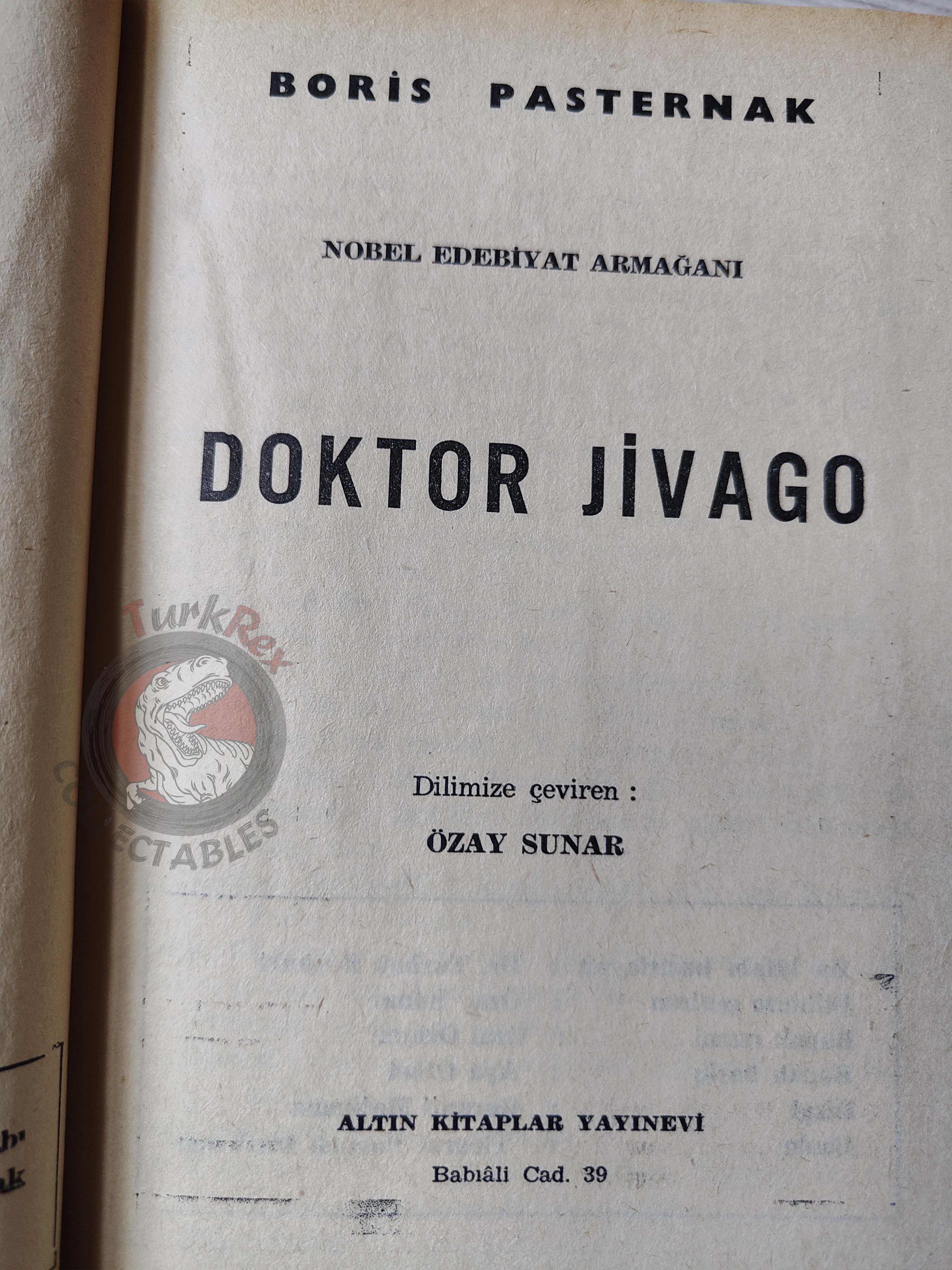 Boris Pasternak – Doctor Zhivago 1965 HC/DJ Turkish Book Turkey