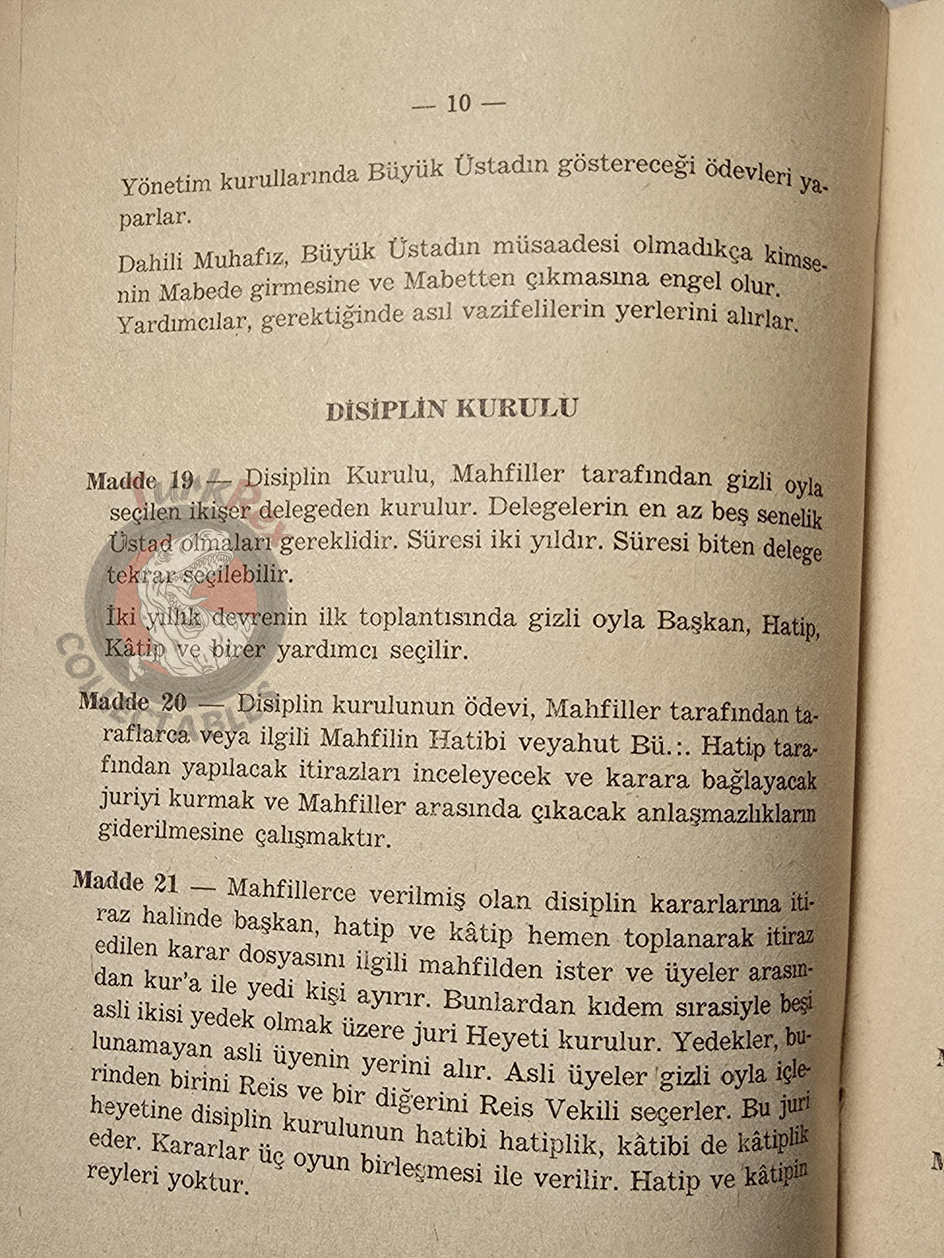 Turkish Freemasonry Internal Regulations of the Lodges 1967 Booklet Masonic Masons of Turkey