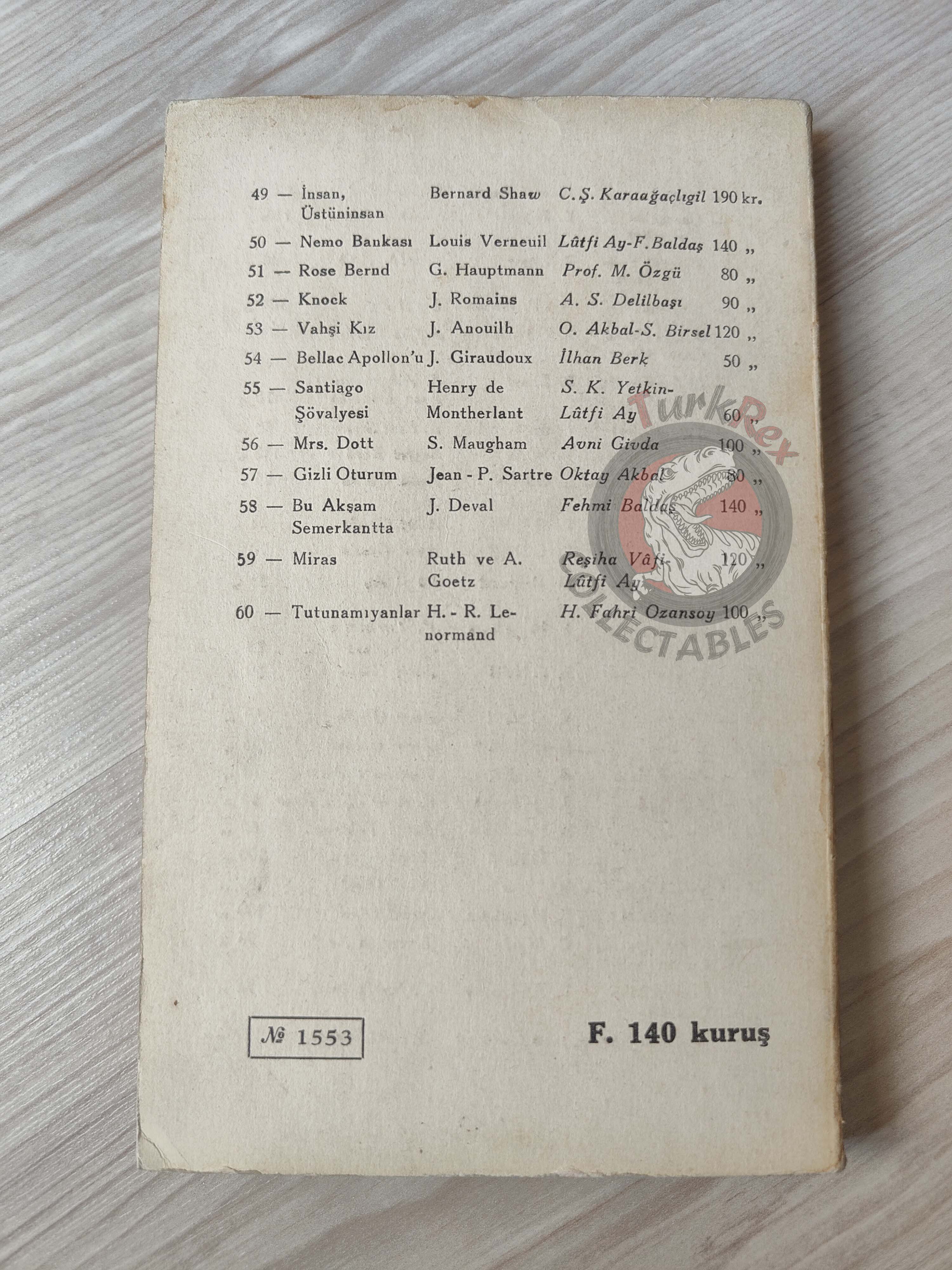 Arthur Miller – Death Of A Salesman 1952 1st Turkish Book Turkey