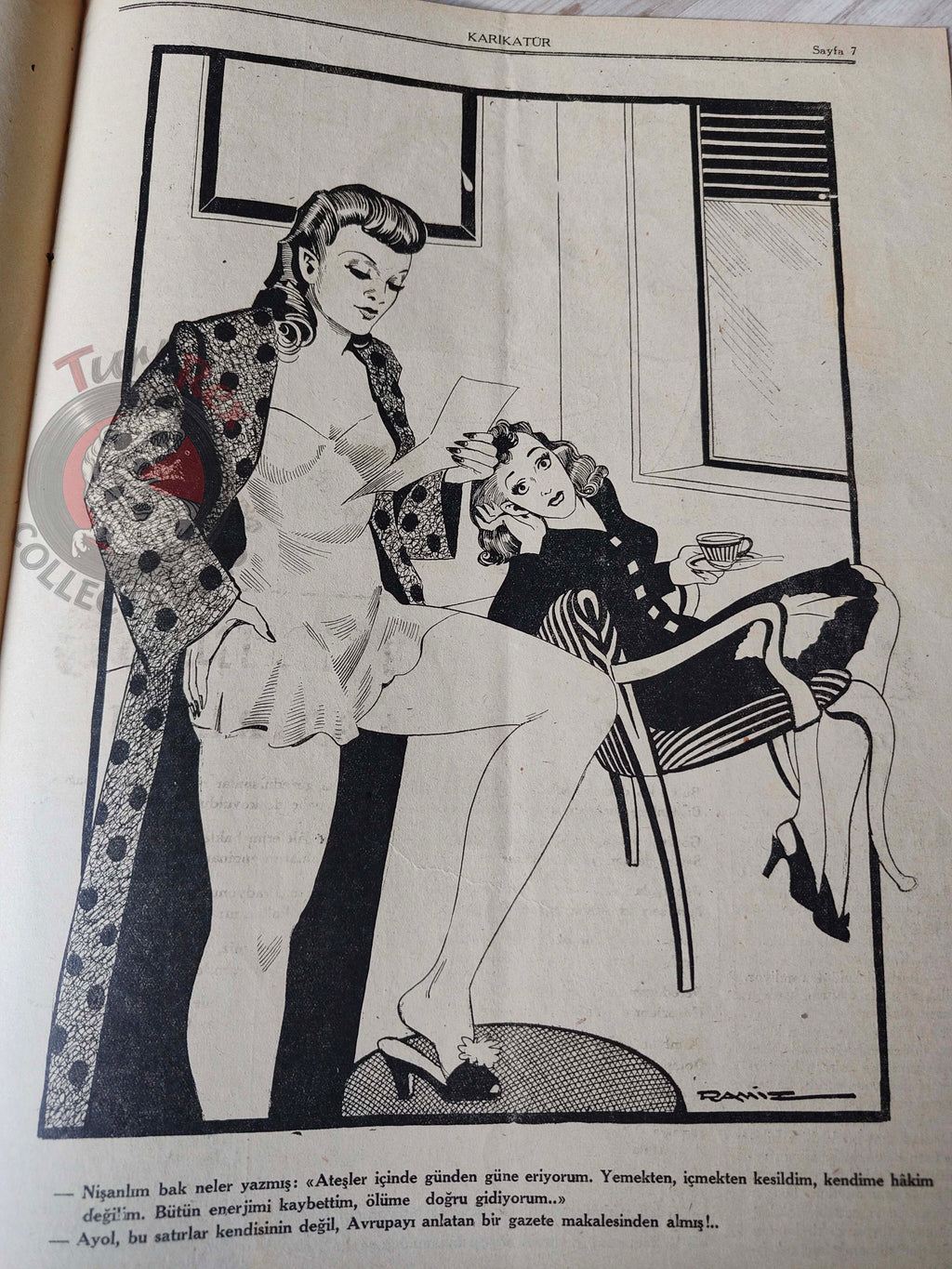 Karikatür 1942 Humor Magazine Turkish Turkey Mahatma Gandhi India WW2 era Churchill Roosevelt
