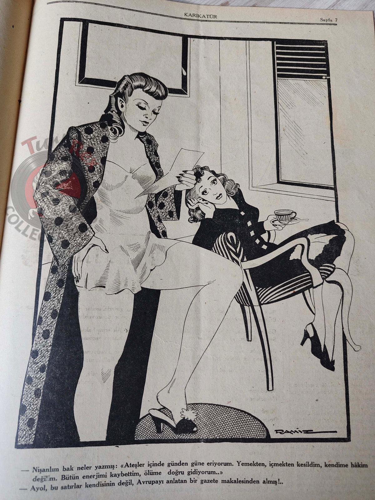 Karikatür 1942 Humor Magazine Turkish Turkey Mahatma Gandhi India WW2 era Churchill Roosevelt