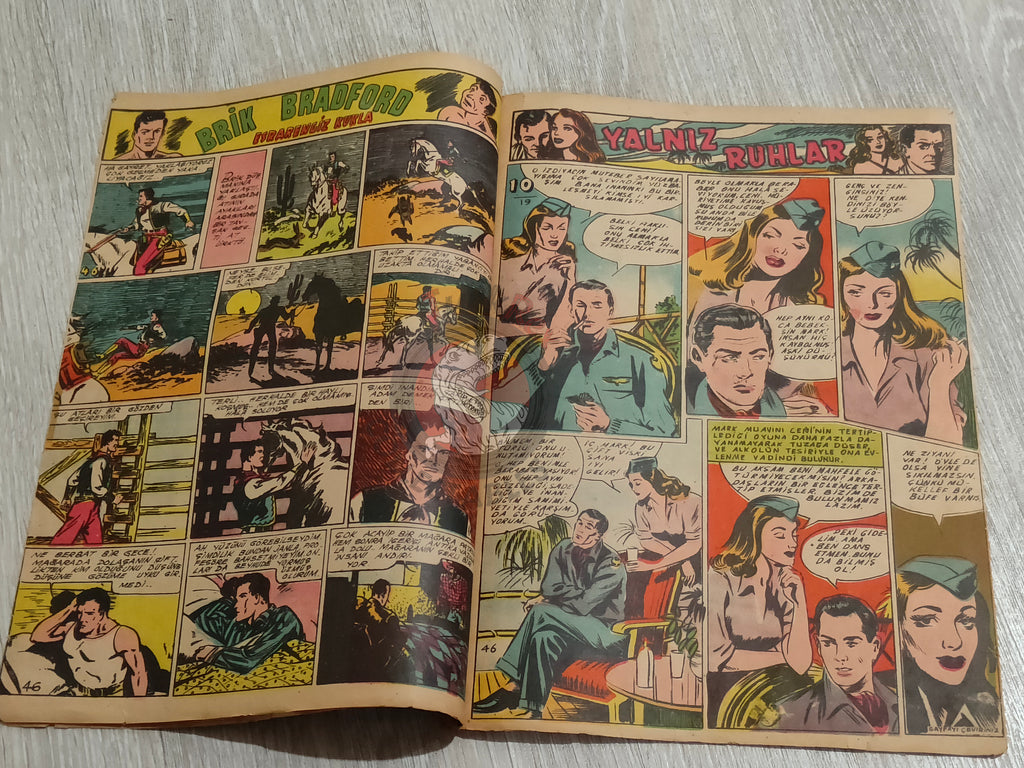 Binbir Roman #46 1949 Mandrake the Magician - Brick Bradford Turkish Comic Mag Turkey