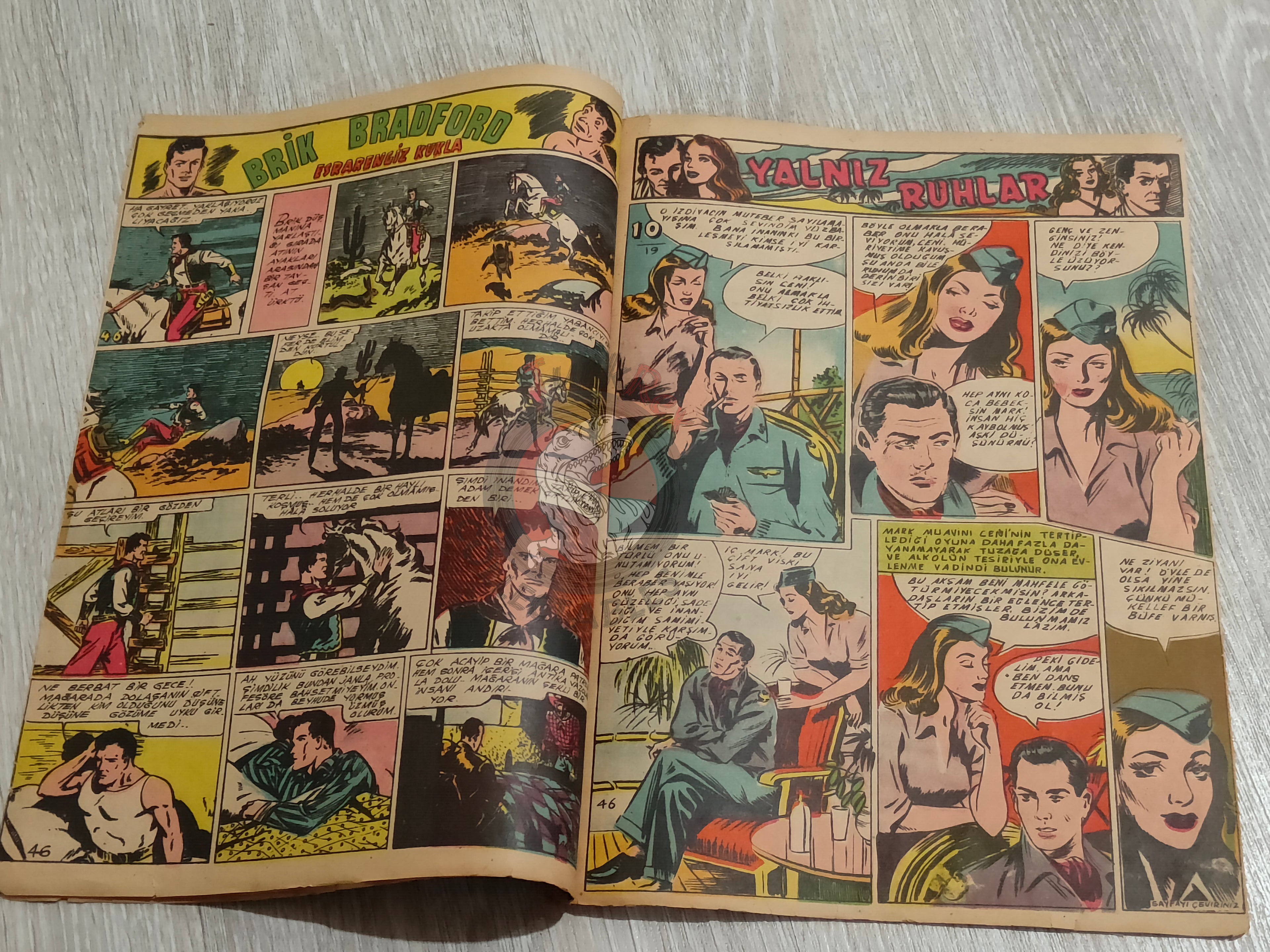 Binbir Roman #46 1949 Mandrake the Magician - Brick Bradford Turkish Comic Mag Turkey