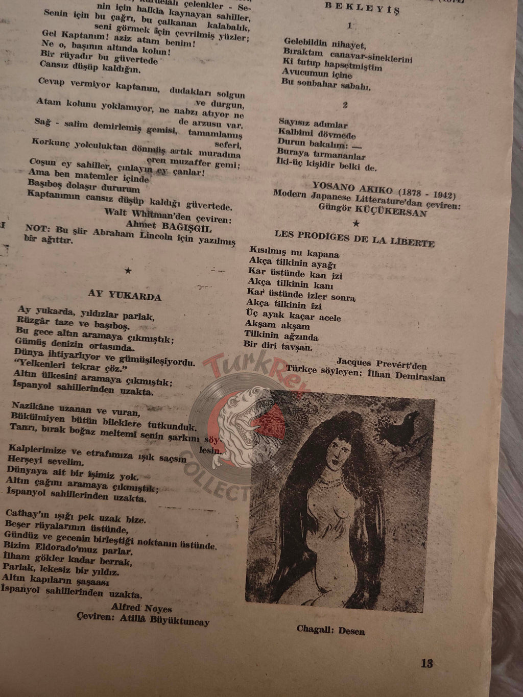 Varlık 1957 Alfred Noyes Turkish Literary Mag Turkey Karol Forster Marc Chagall