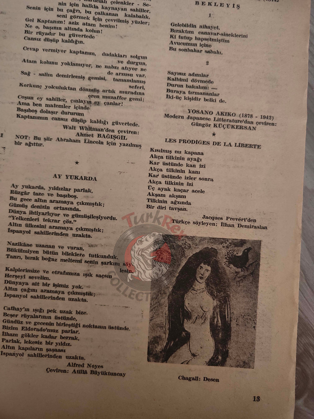 Varlık 1957 Alfred Noyes Turkish Literary Mag Turkey Karol Forster Marc Chagall
