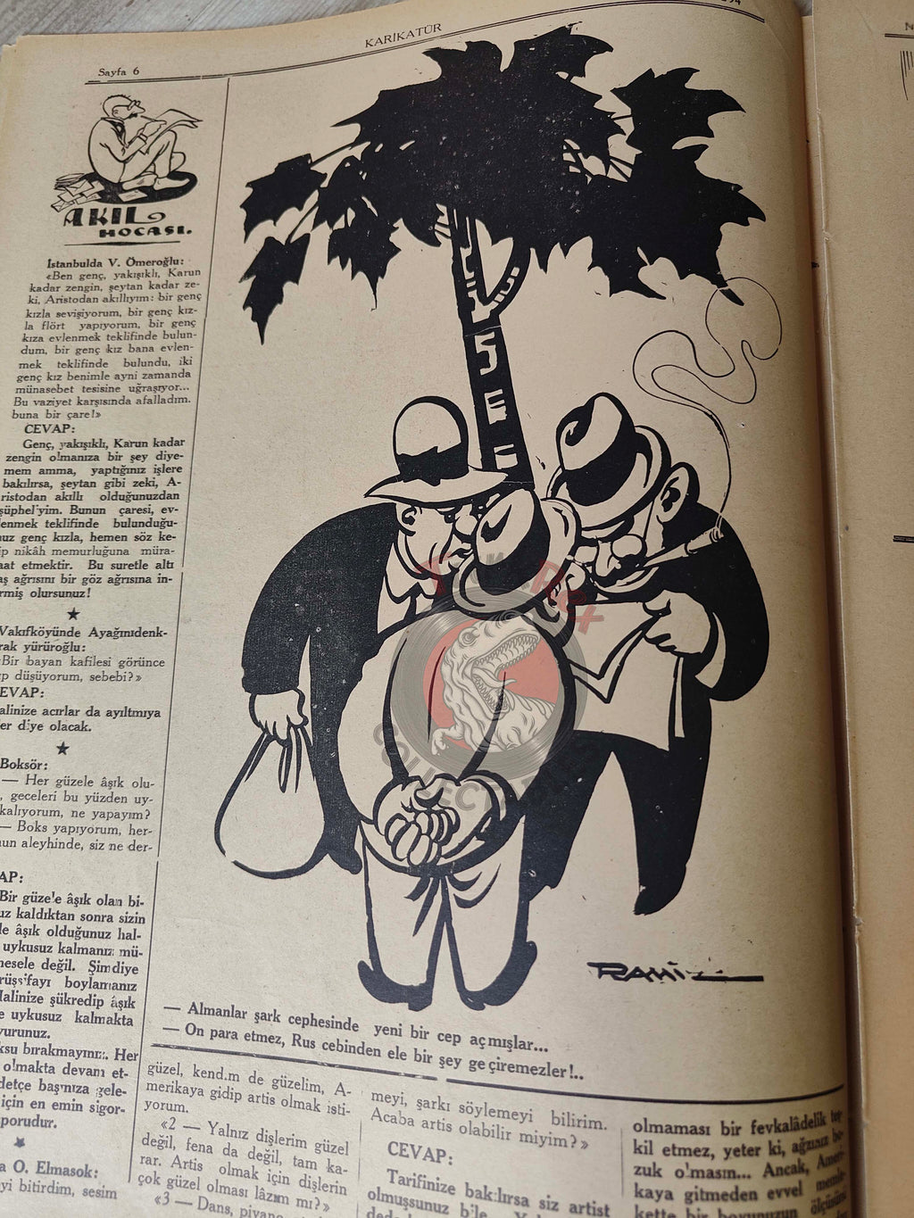 Karikatür 1941 Humor Magazine Turkish Turkey India British WW2 era War Portraits Japan Germany
