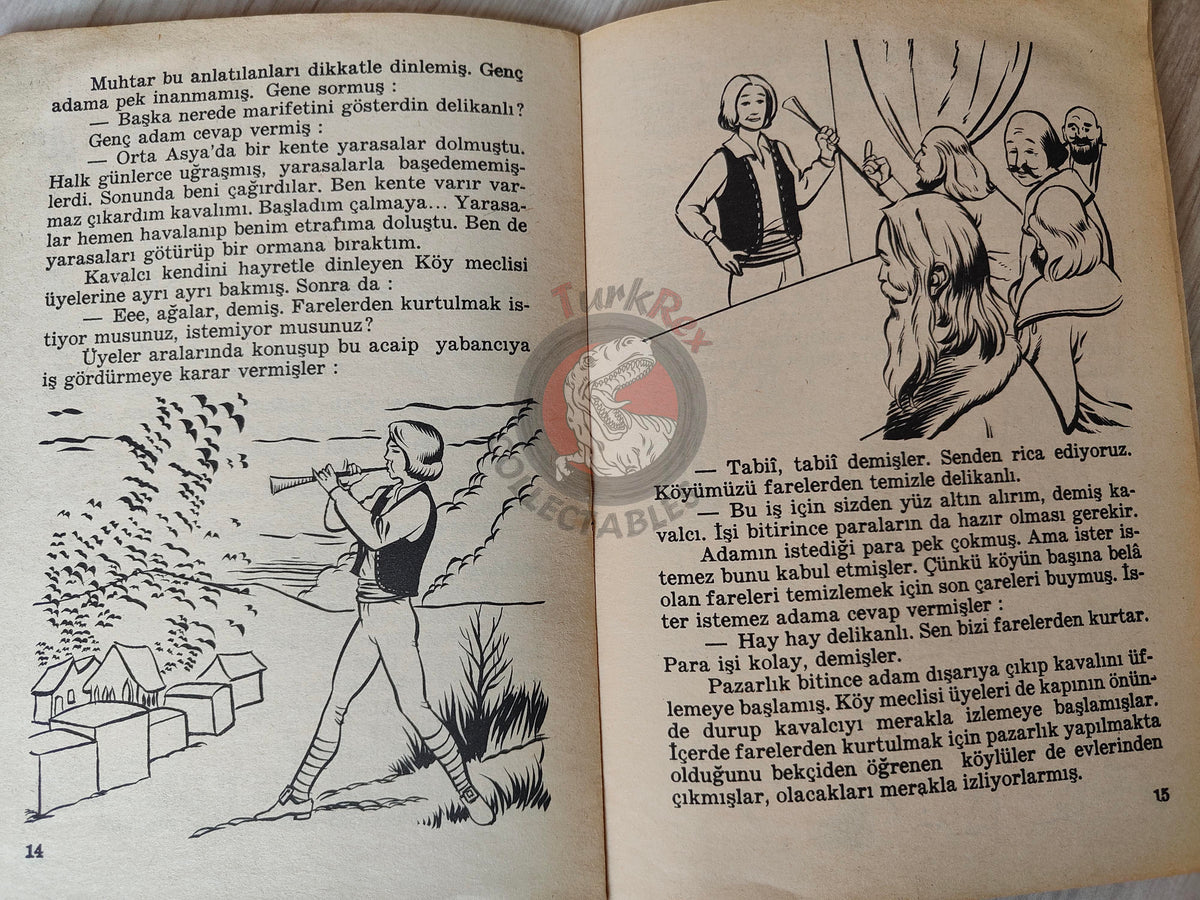 Grimm Brothers – Pied Piper of Hamelin 1973 Turkish Book Turkey Illustrated 3