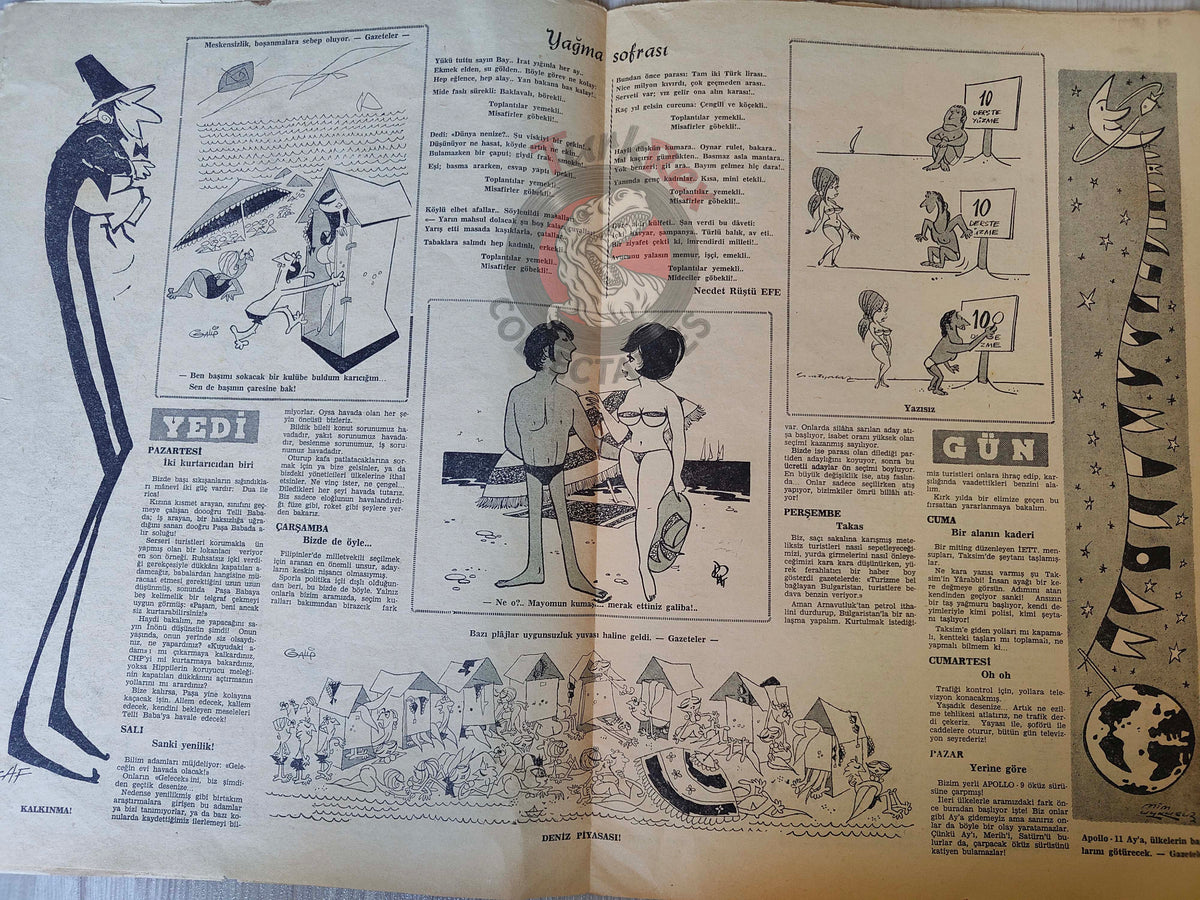 Akbaba 1969 Votes on the Moon: Apollo 11 Turkish Magazine Turkey Space 12 USA