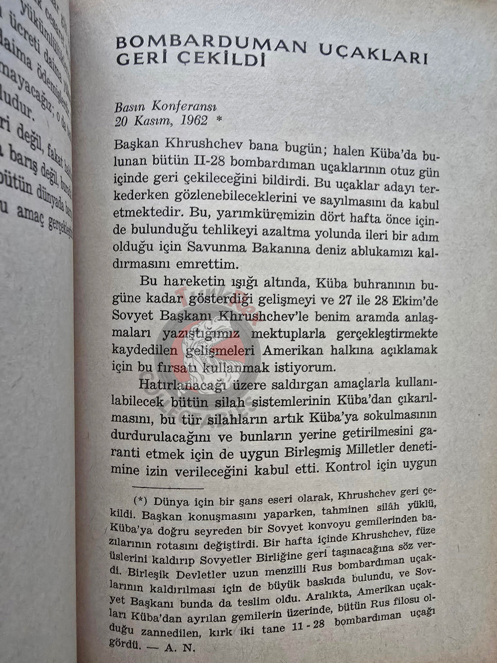 John F. Kennedy – The Burden and the Glory 1966 1st HC Turkish Book Turkey