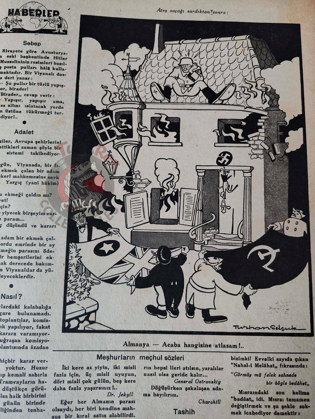 Akbaba 1945 Humor Magazine Turkish Turkey Germany Britain WW2 era United States Soviet Russia Japan