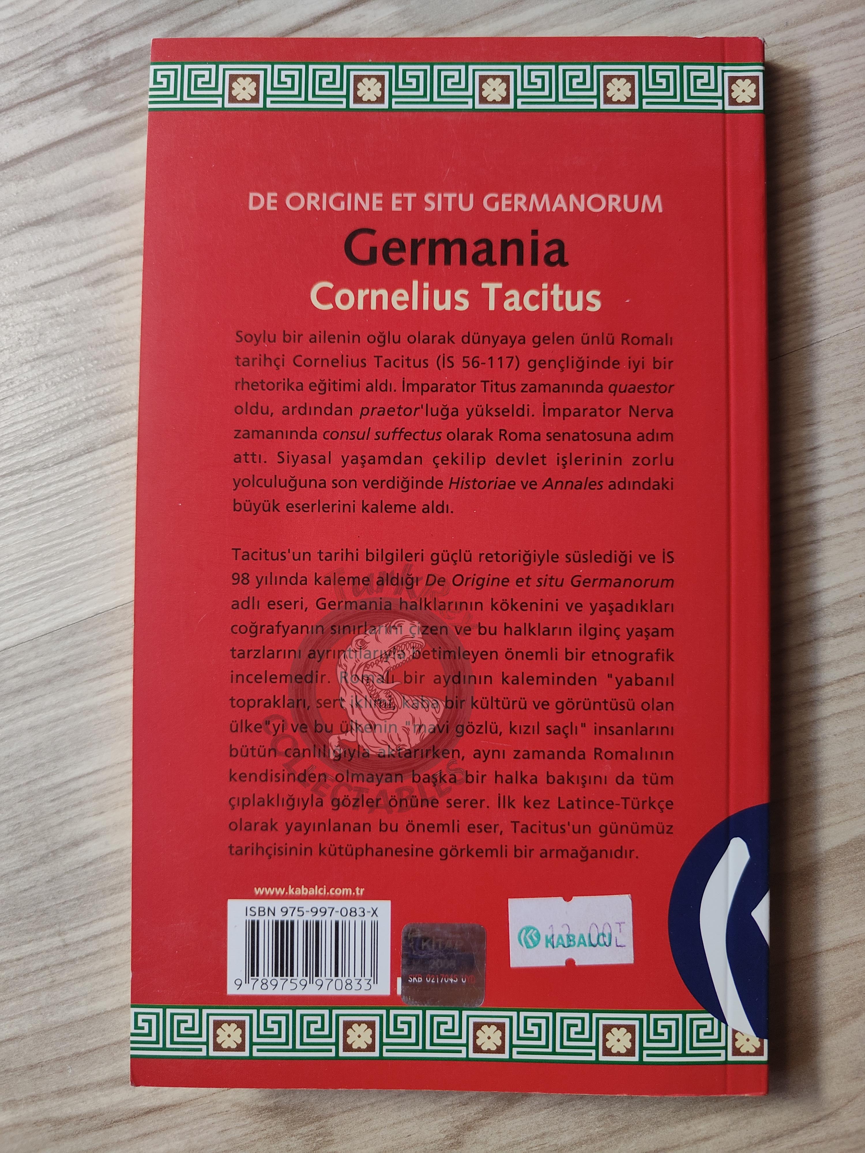 Cornelius Tacitus – Germania 2006 Turkish Latin Book Turkey