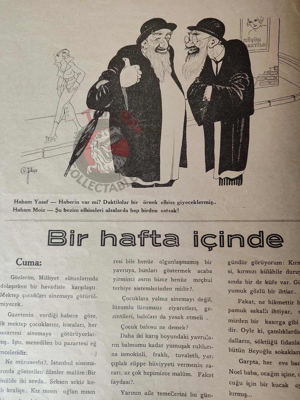 Akbaba 1934 Humor Magazine Turkish Turkey Santa Claus Brings New Year Gifts War WW2 era Hitler