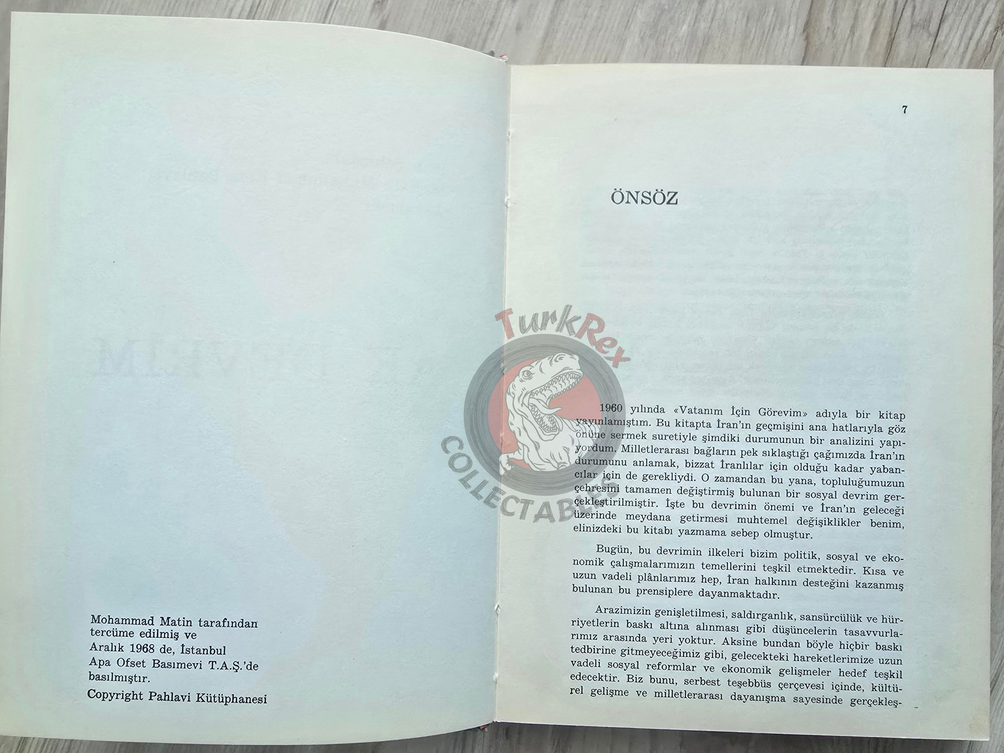 Mohammad Reza Pahlavi – The White Revolution 1968 HC Turkish Book Iran Persia Middle East