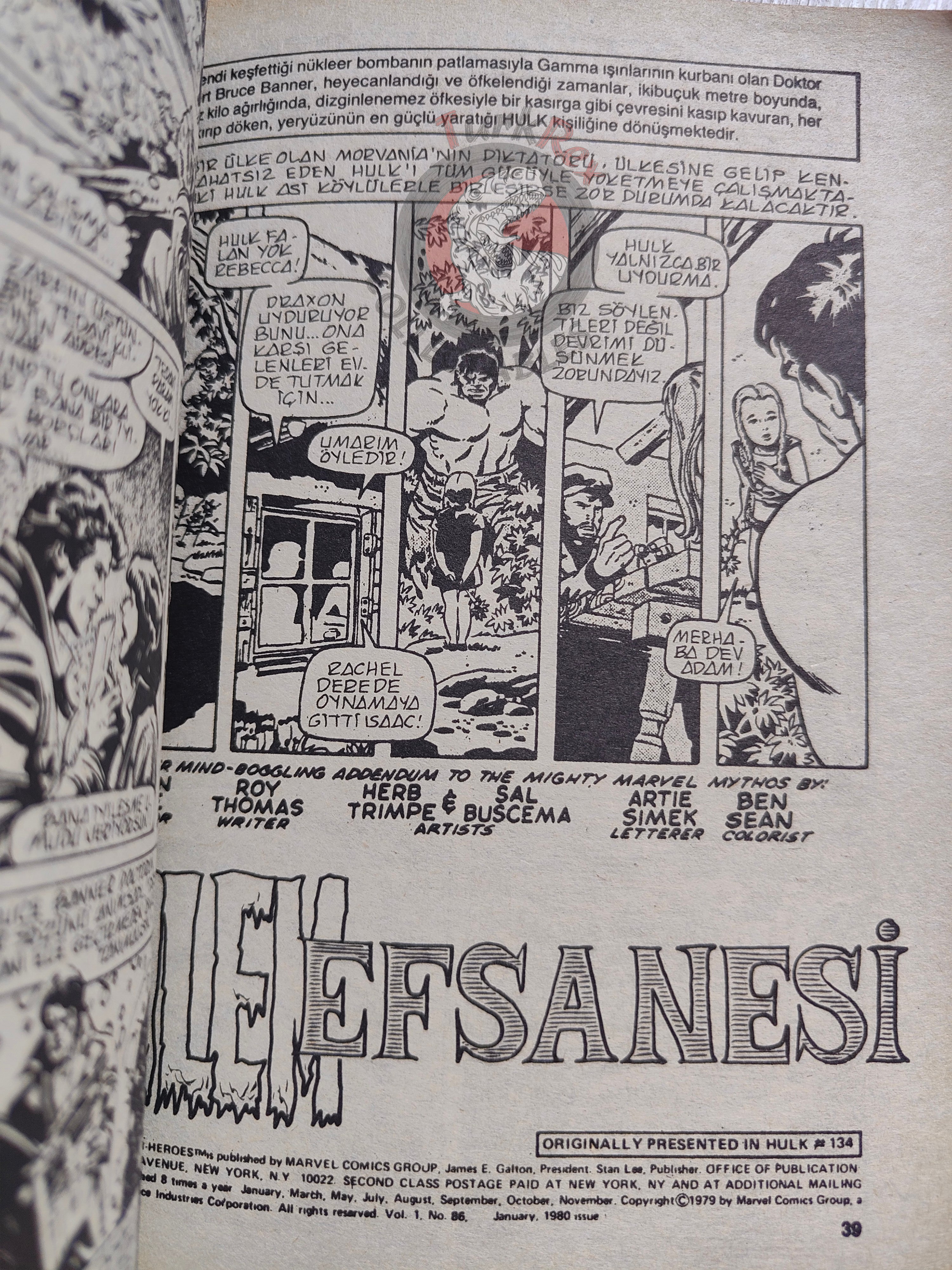 Hulk #7 1988 Turkish Comic Turkey cover #21  #134
