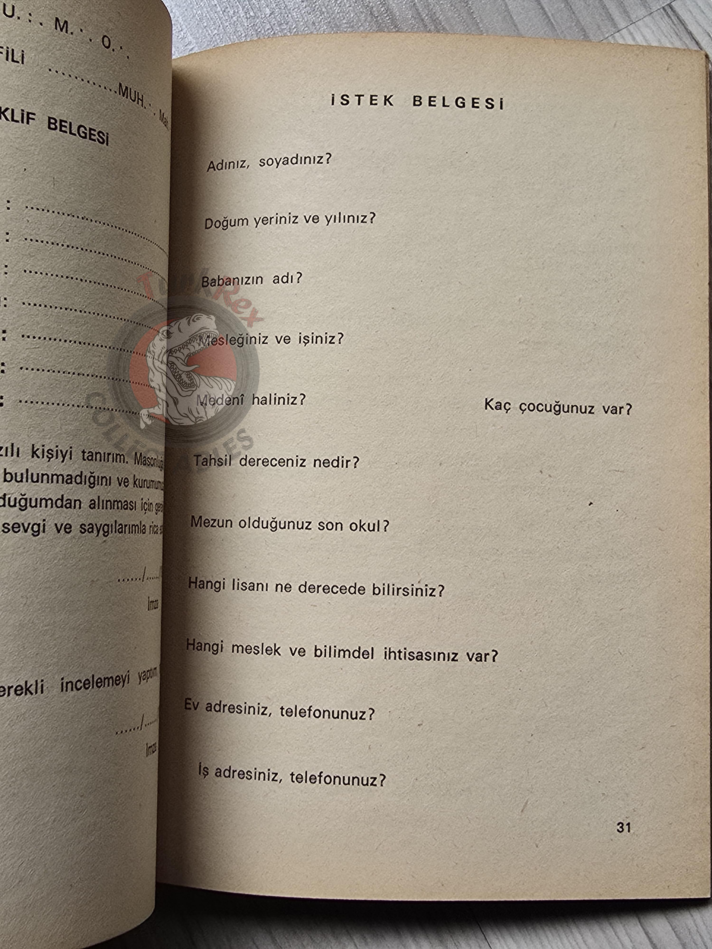 Turkish Freemasonry General Regulations of the Lodges 1974 Booklet Masonic Masons of Turkey