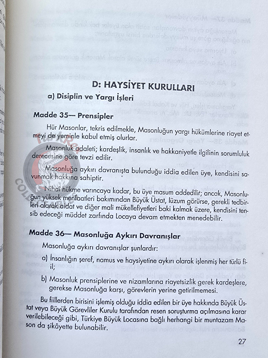 Basic Principles of Freemasonry and Constitution of the Grand Lodge 1992 Masonic Masons Turkish Turkey