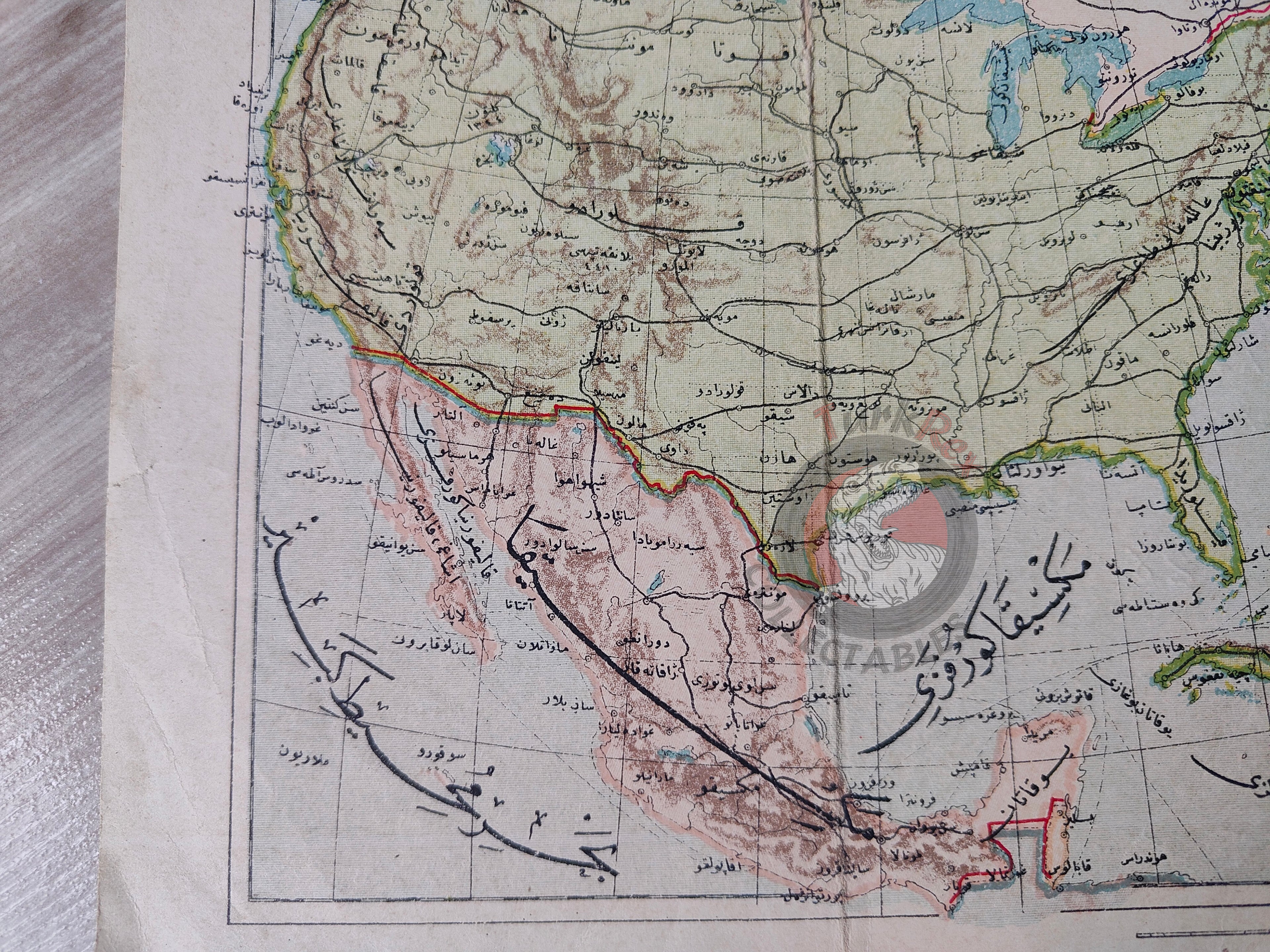 North America 1906 Ottoman Atlas Map Ottoman Empire USA Canada Mexico