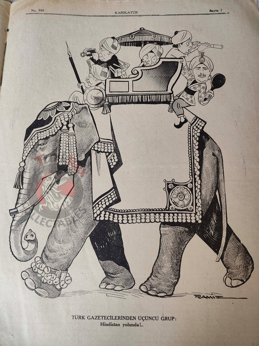 Karikatür 1942 Humor Magazine Turkish Turkey Santa Claus Italy WW2 era India