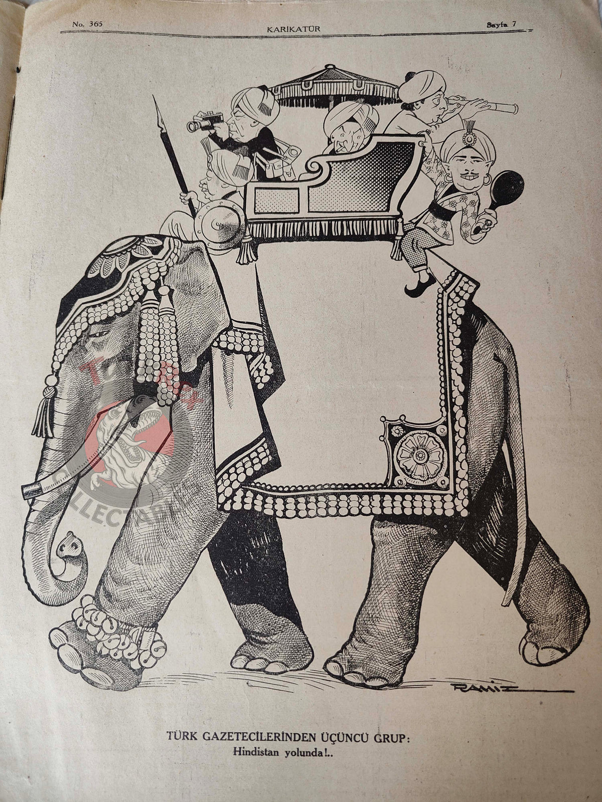 Karikatür 1942 Humor Magazine Turkish Turkey Santa Claus Italy WW2 era India