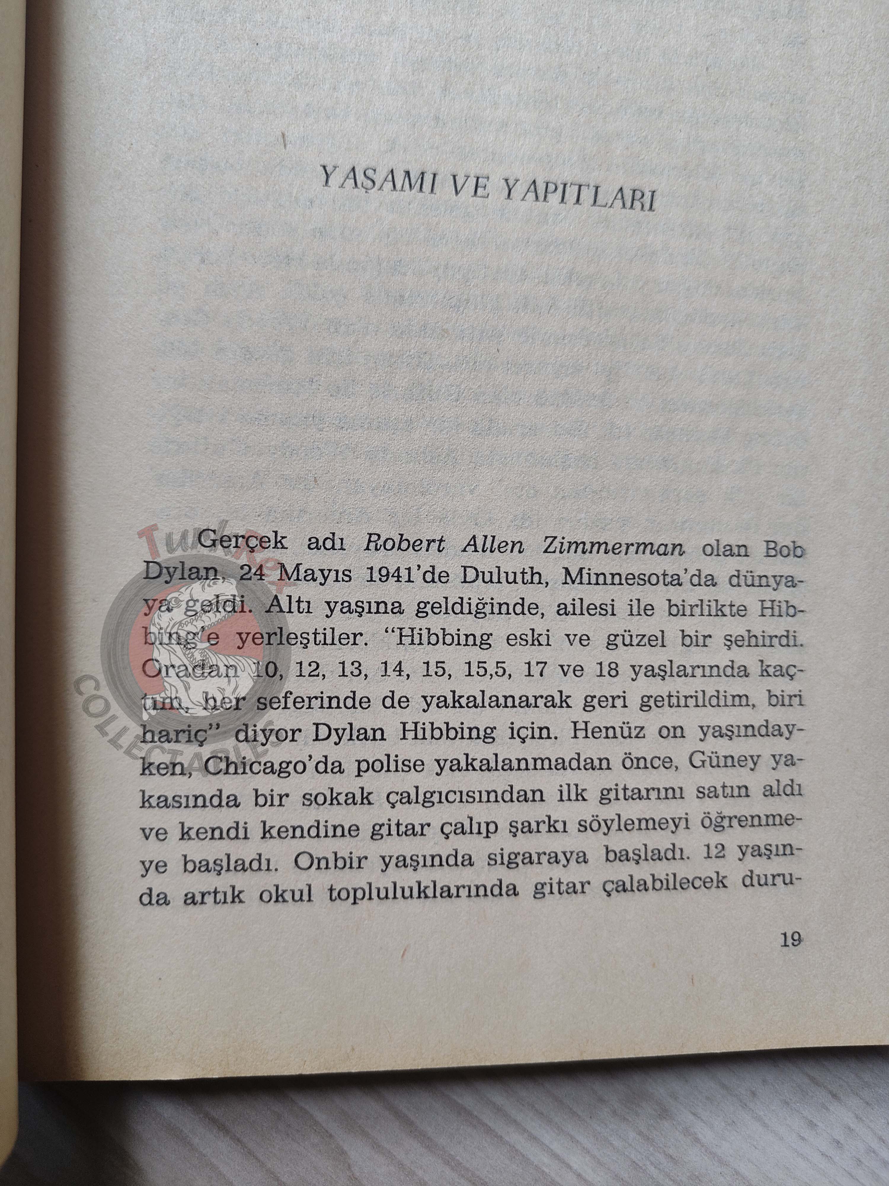 Bob Dylan Biography Book 1985 1st by Turkish Writer Book Turkey
