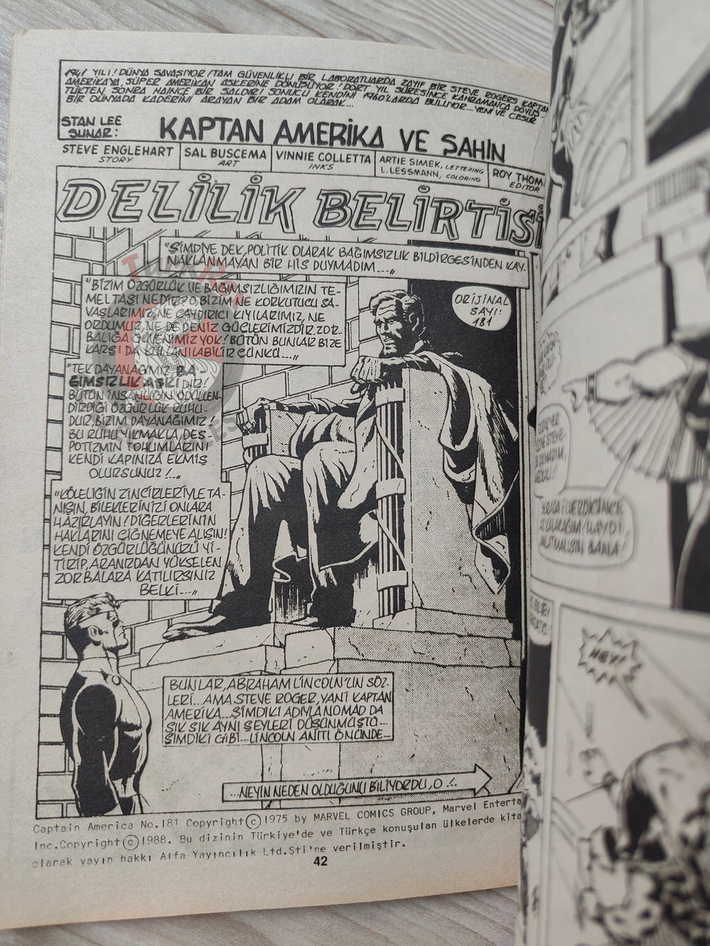 Captain America – Issue #7 1988 Turkish Comic Turkey #179 #180 #181 #182