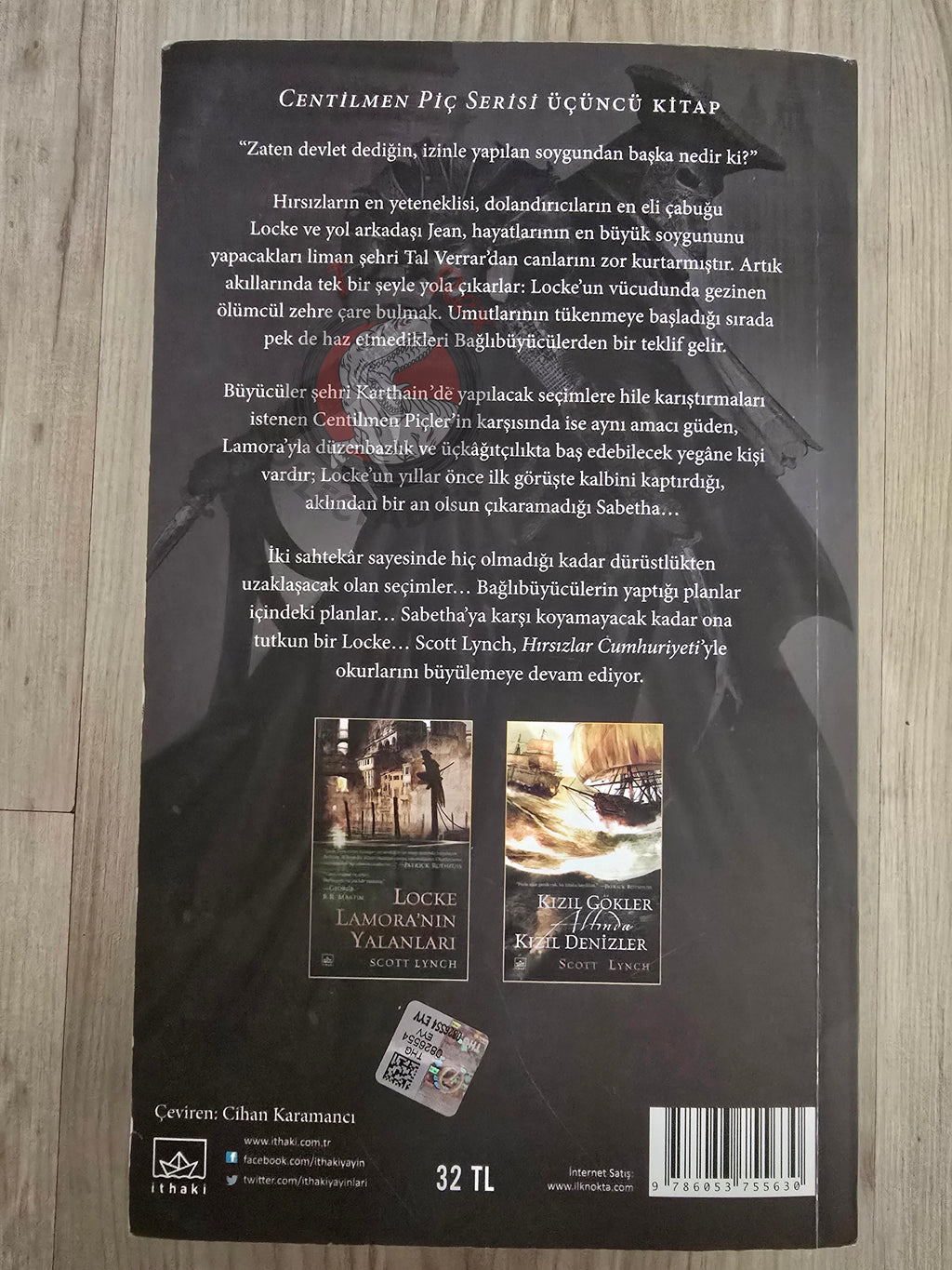 Scott Lynch – The Republic of Thieves 2016 1st Turkish Book Turkey Gentleman Bastard
