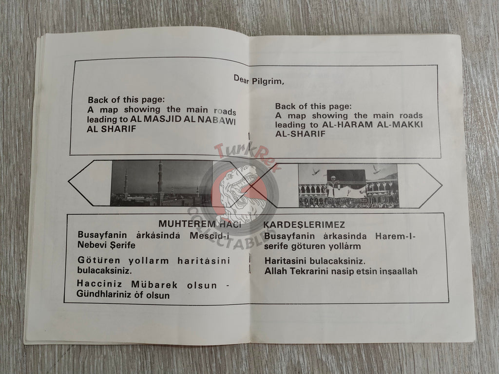 Hajj Health Guide Turkish English Pilgrimage Book with Saudi Arabia Map Mecca Kaaba