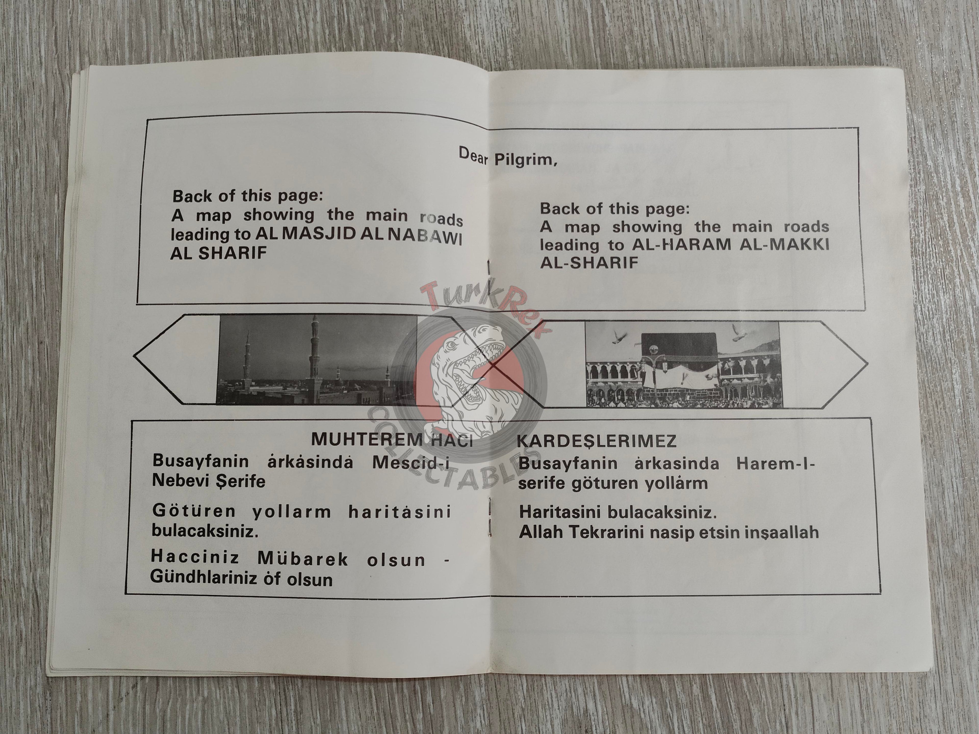 Hajj Health Guide Turkish English Pilgrimage Book with Saudi Arabia Map Mecca Kaaba