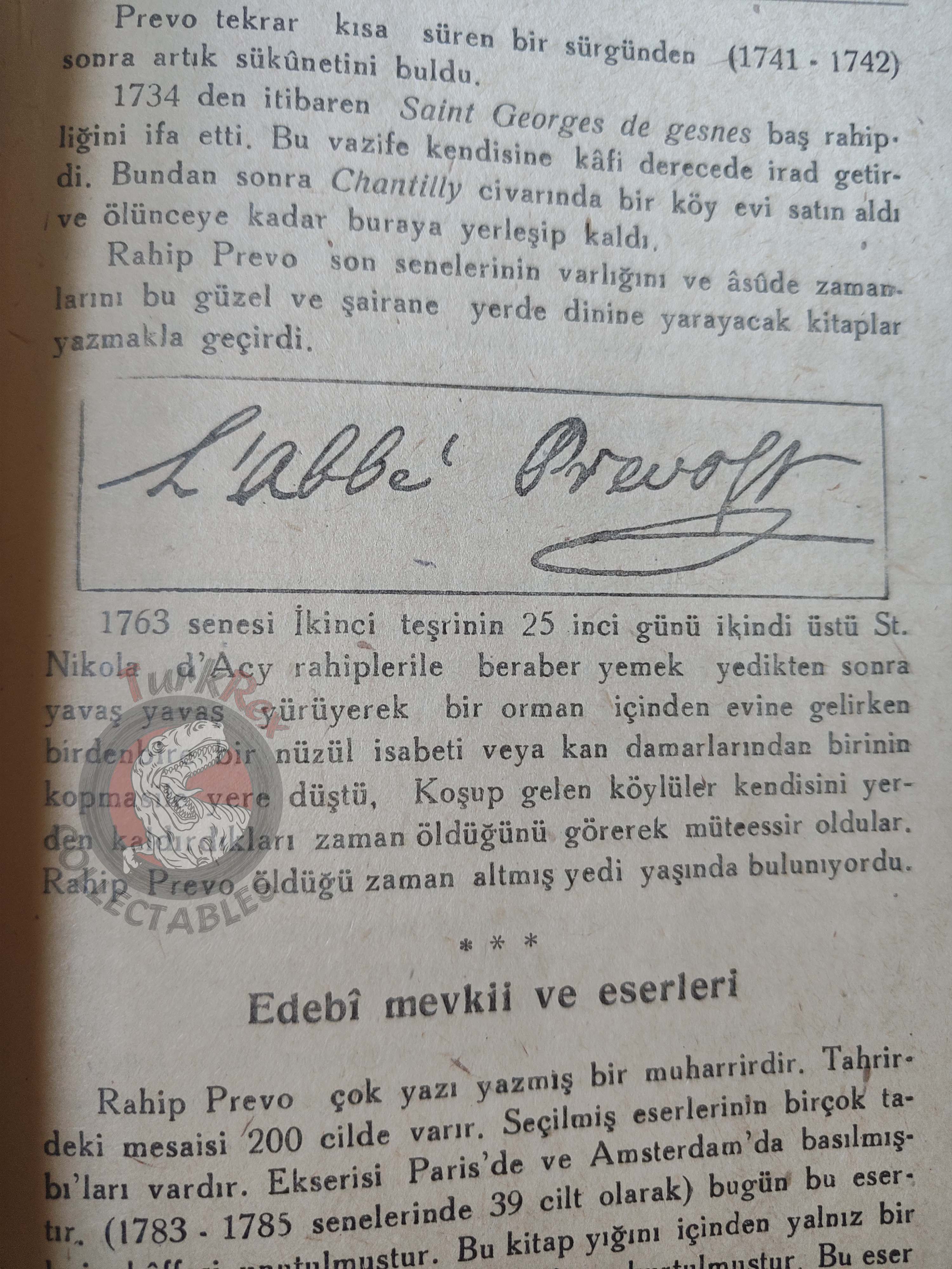 Antoine François Prévost – Manon Lescaut 1944 1st Illustrated Turkish Book Turkey