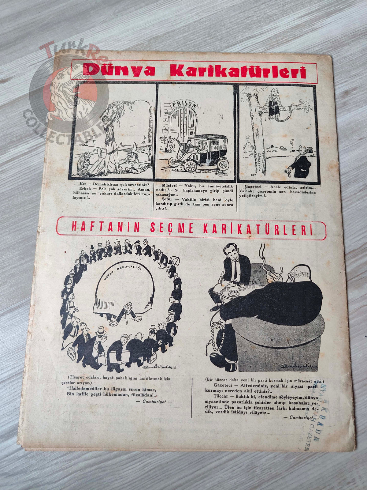 Akbaba 1945 Humor Magazine Turkish Turkey Germany Hitler Mussolini WW2 era Italy Japan Britain