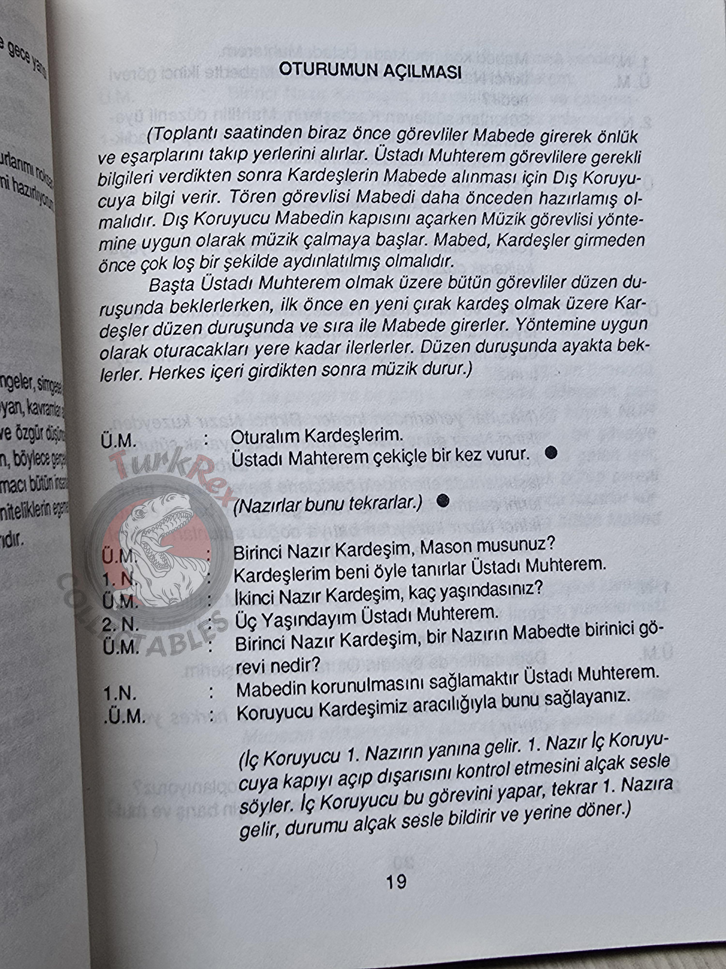 Turkish Freemasonry 1st Degree Ritual Apprentice 1991 Booklet Masonic Masons of Turkey Signed