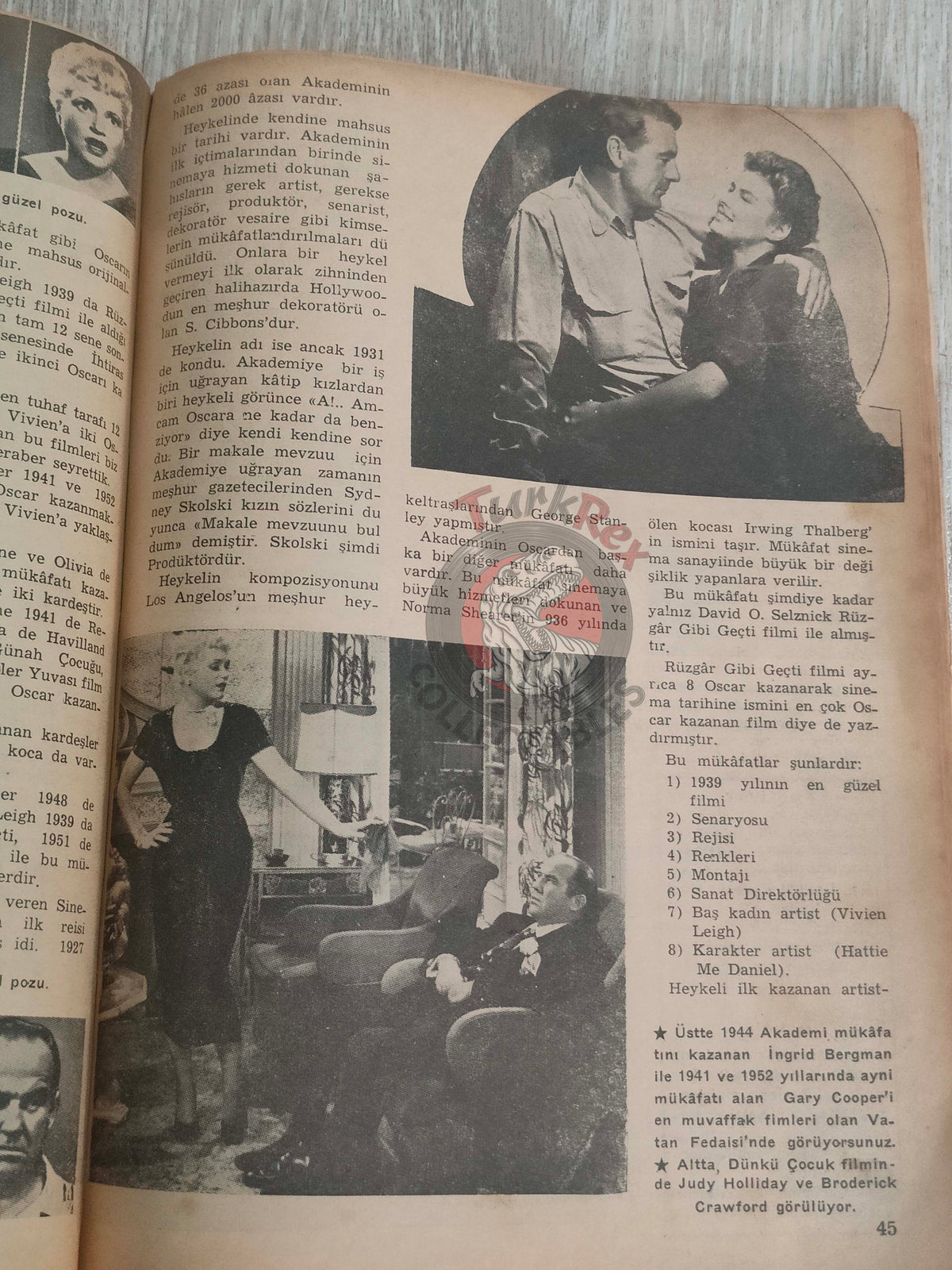 Ayda Bir 1954 The Academy Awards Oscar Turkish Mag Turkey Laya Raki Janet Leigh Tony Curtis Rhonda Fleming