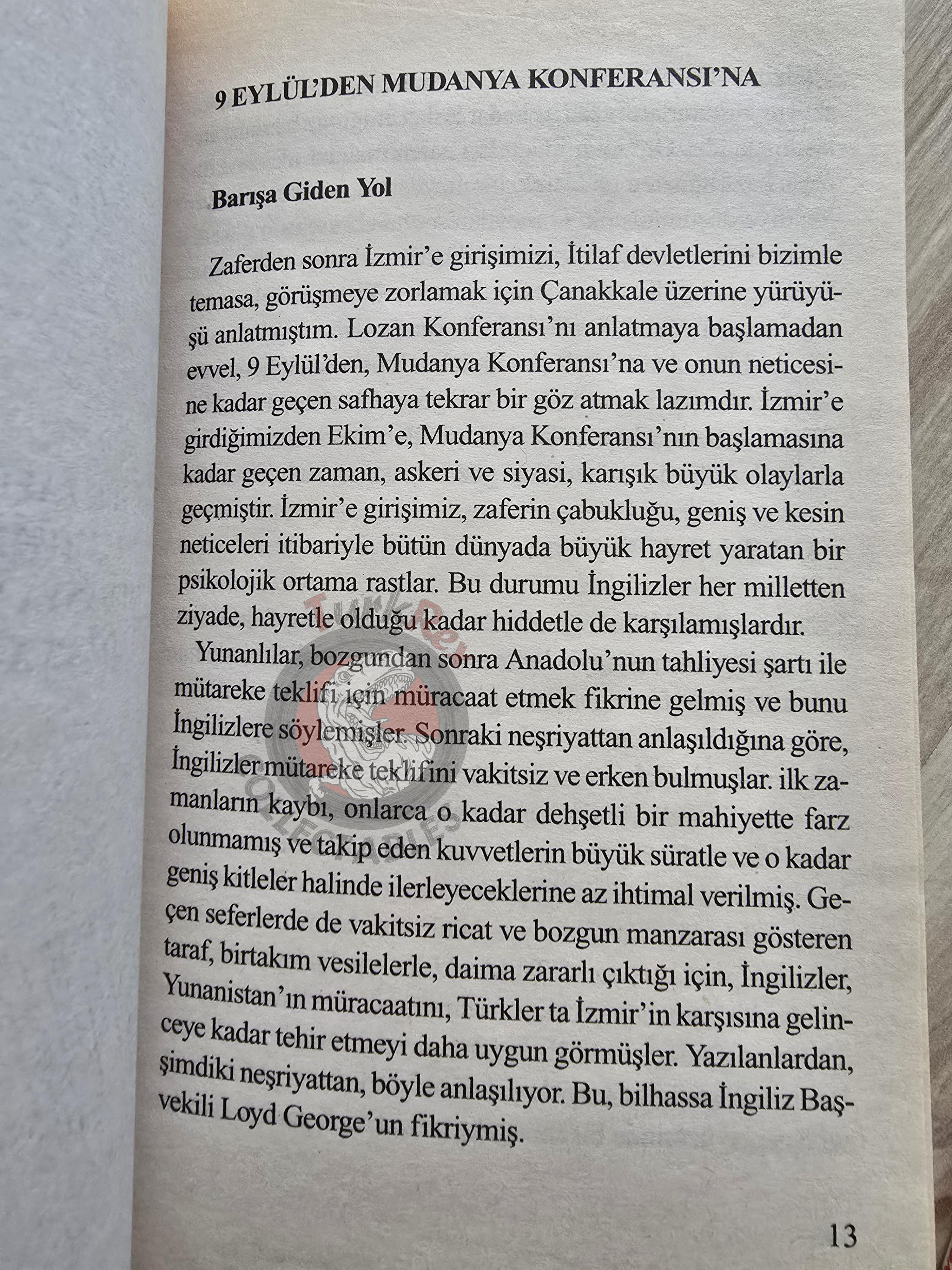 Memoirs of İsmet İnönü: The Treaty of Lausanne 1998 Turkish Book Turkey