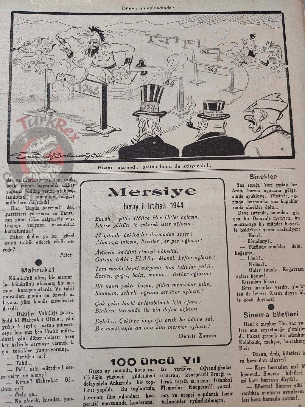 Akbaba 1944 Humor Magazine Turkish Turkey Germany Japan Britain WW2 era United States