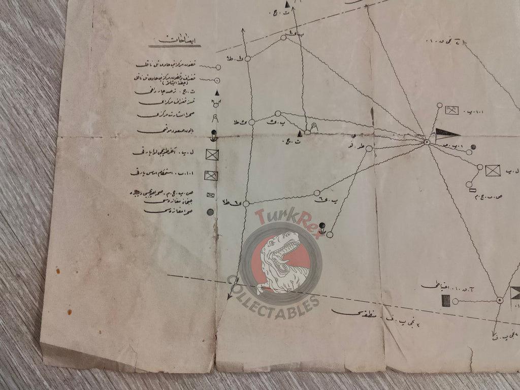 WWI Sinai and Palestine Campaign Gaza Front Ottoman Empire Military Map