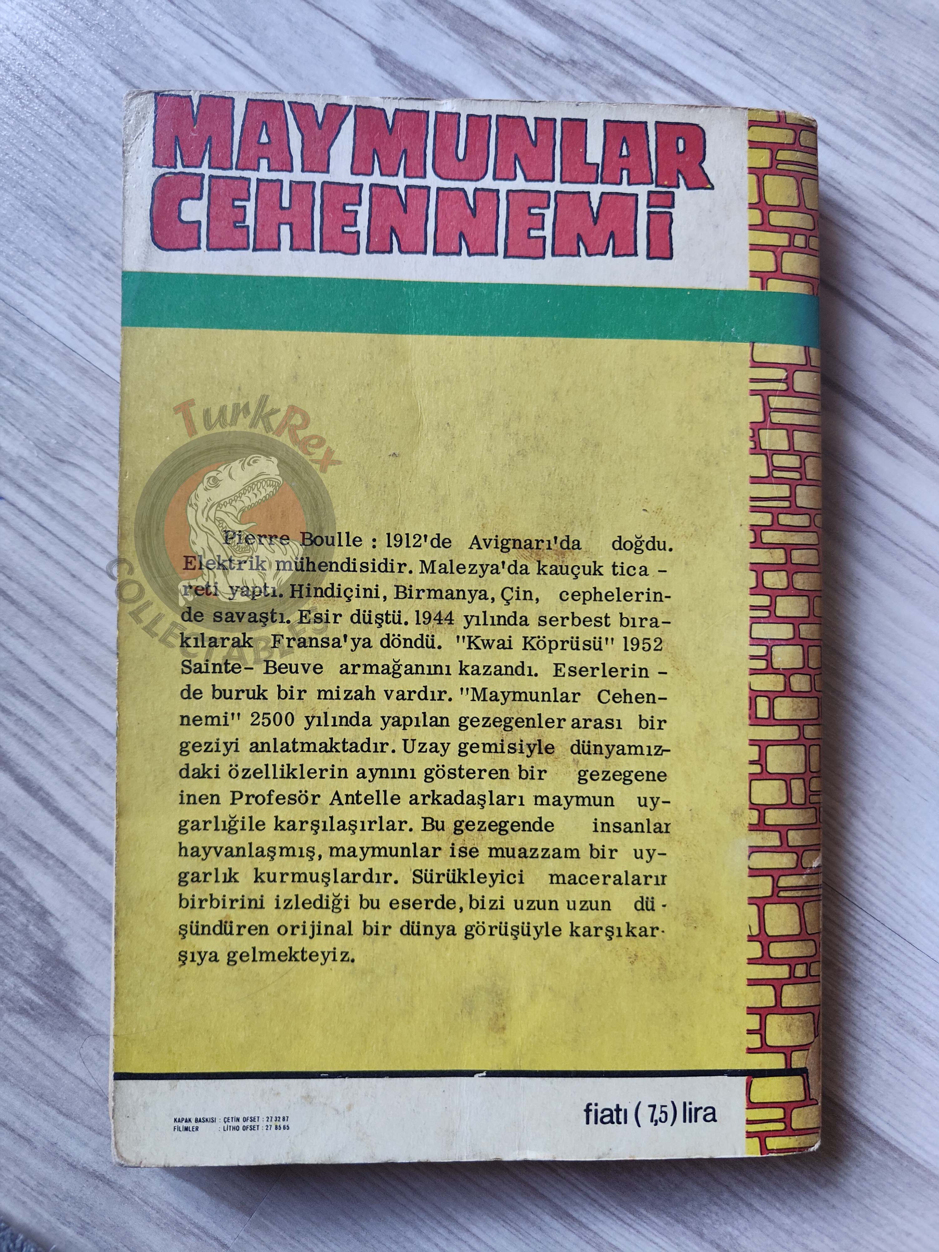 Pierre Boulle – Planet of the Apes 1971 1st Turkish Book Turkey