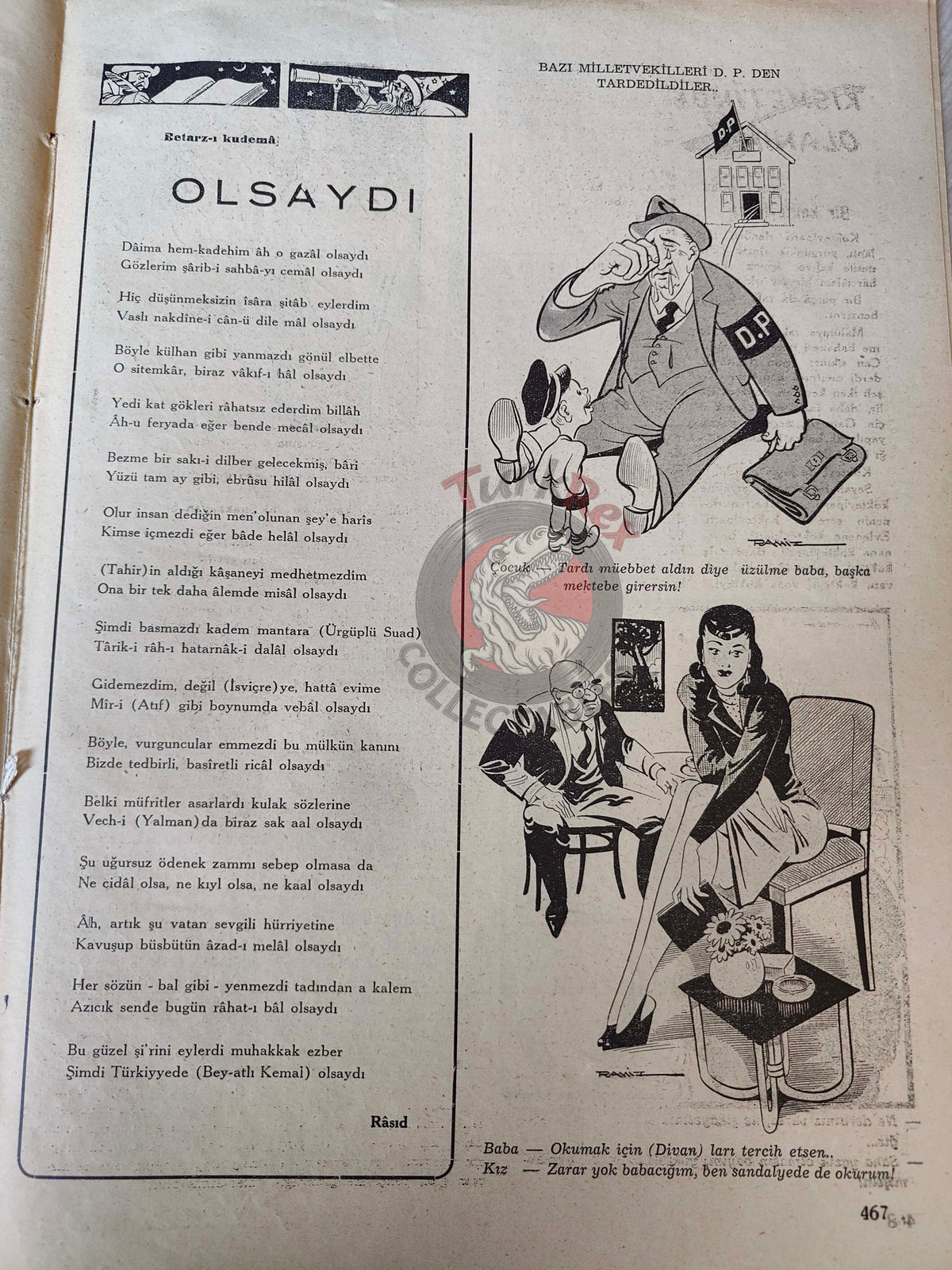 Mizah 1948 Humor Magazine Turkish Turkey Charlie Chaplin American Aid