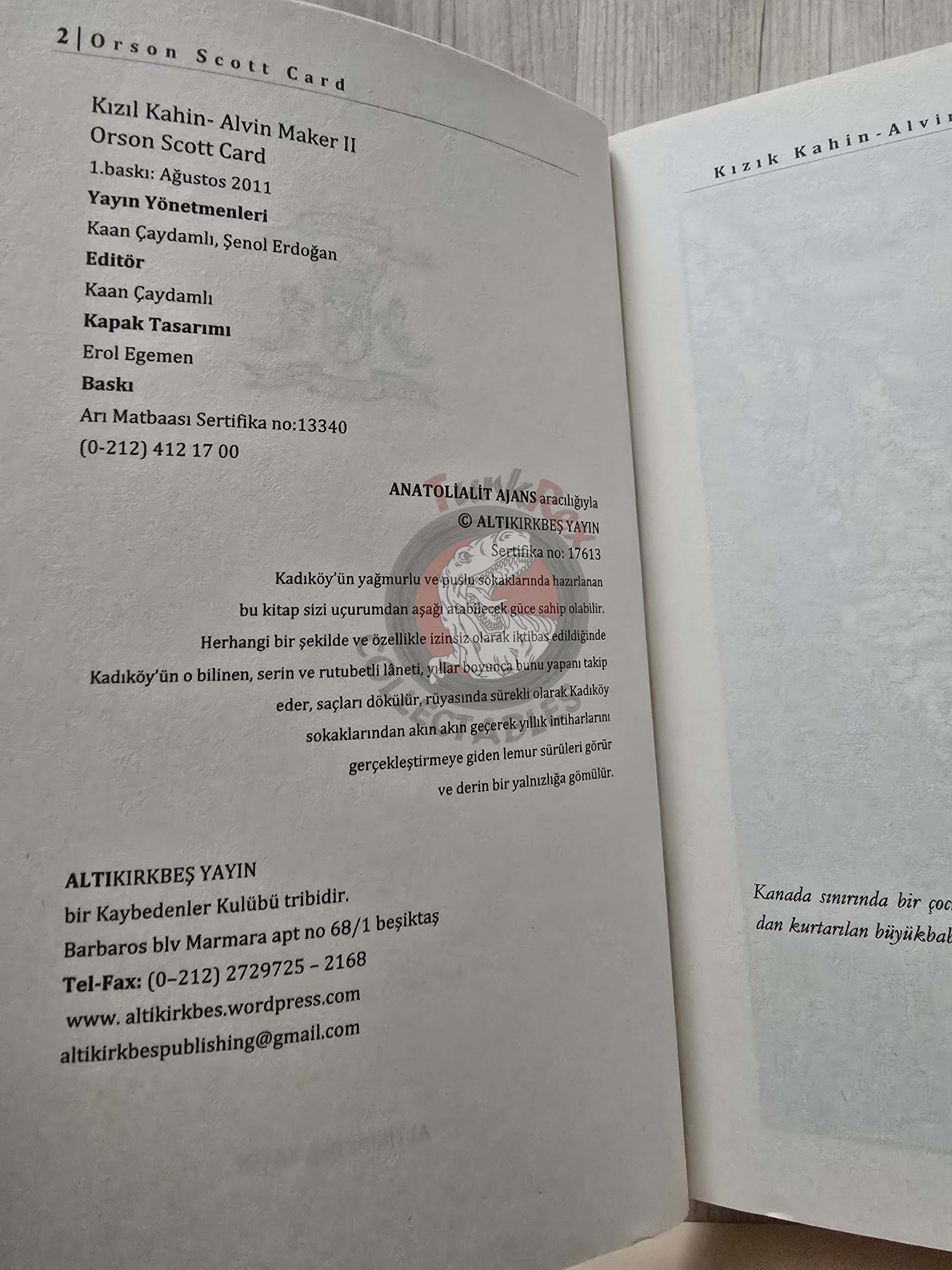 Orson Scott Card – The Tales of Alvin Maker Turkish Book Turkey Complete Set